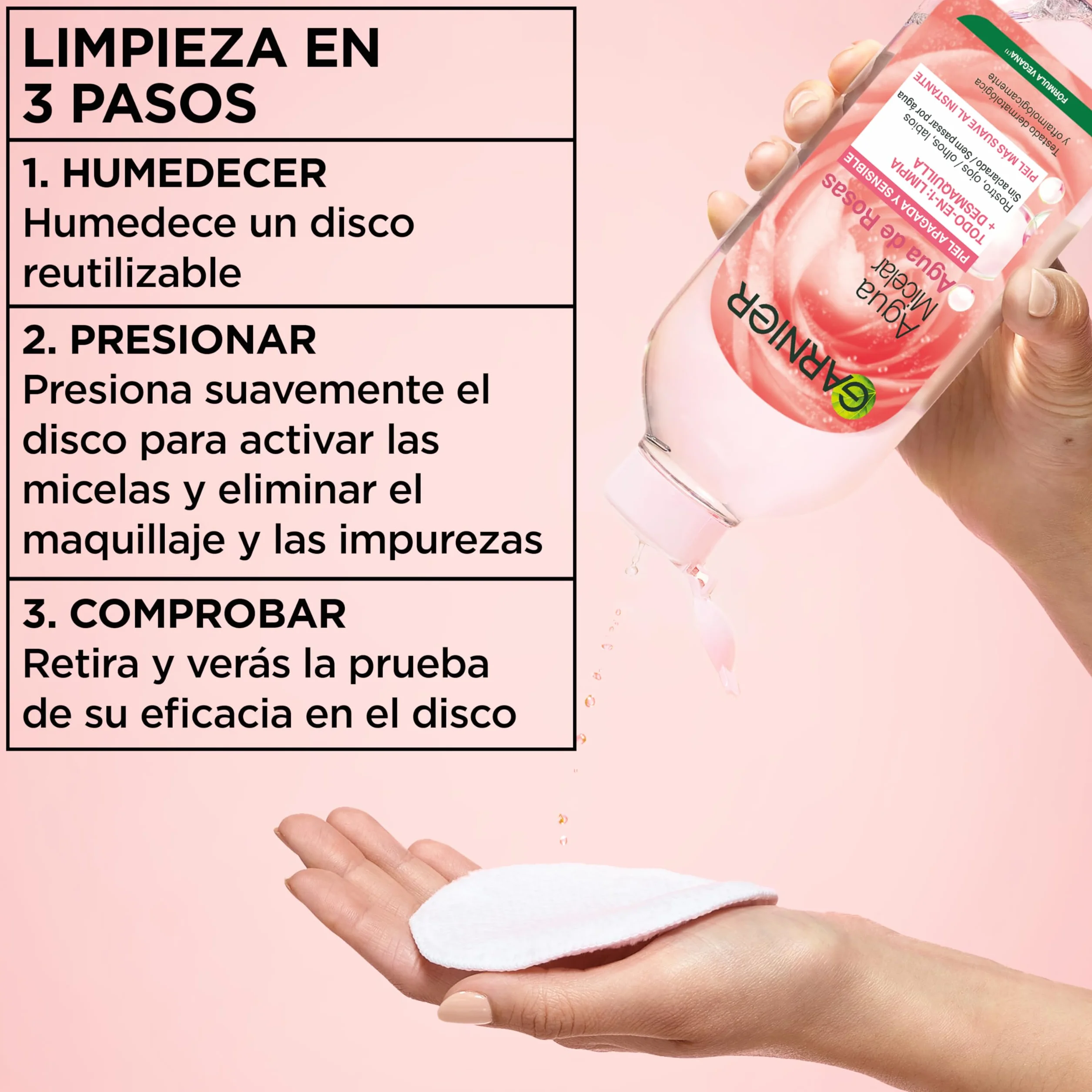 GARNIER Skin Active Agua Micelar Agua de Rosas 400ml Desmaquillante Limpiador Iluminador
