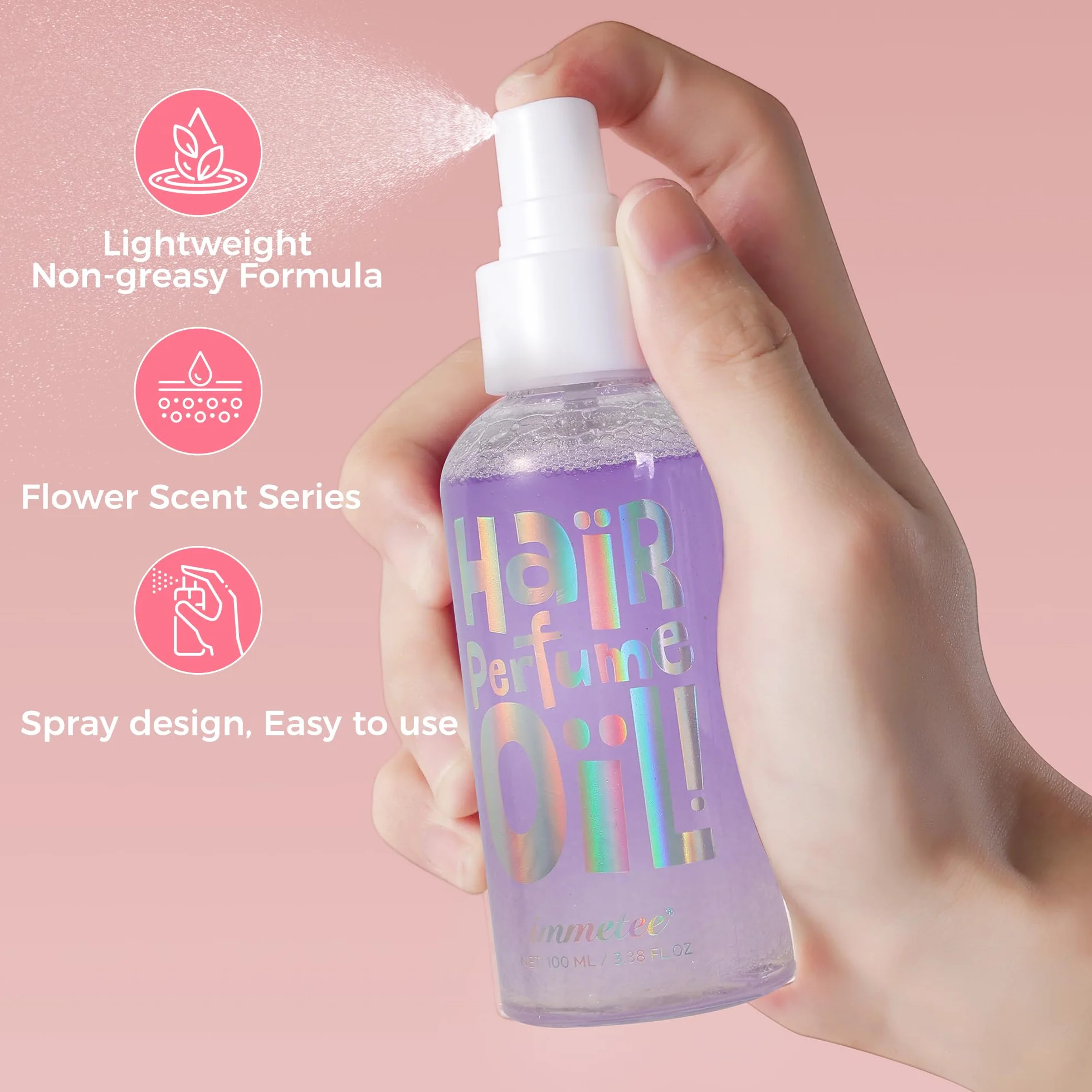 immetee Aceite capilar perfumado hidratante 100 ml aroma floral sin grasa