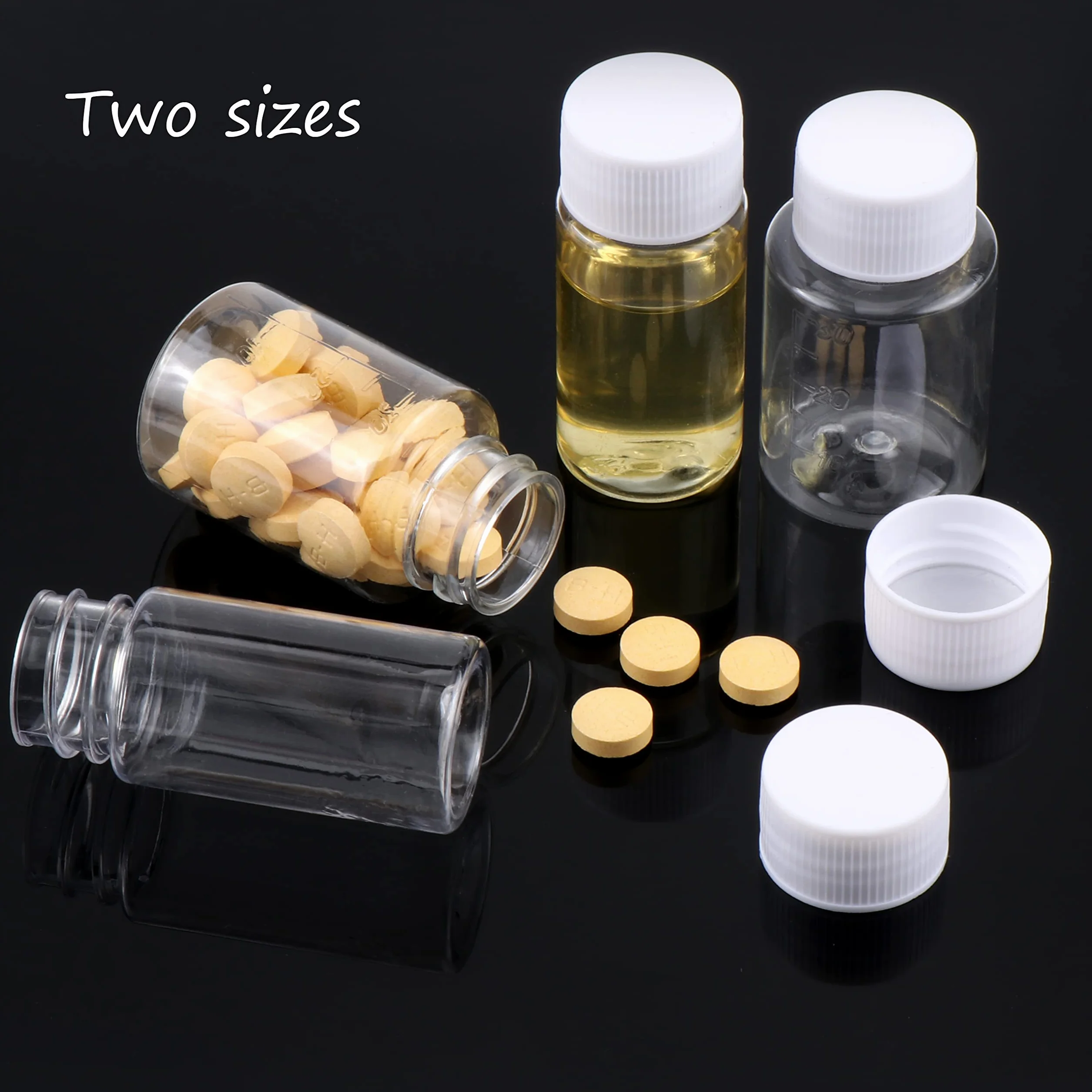 Botellas Pequeñas de Plastico Transparente 20ml 30ml con Tapón de Rosca Blanco para Viaje