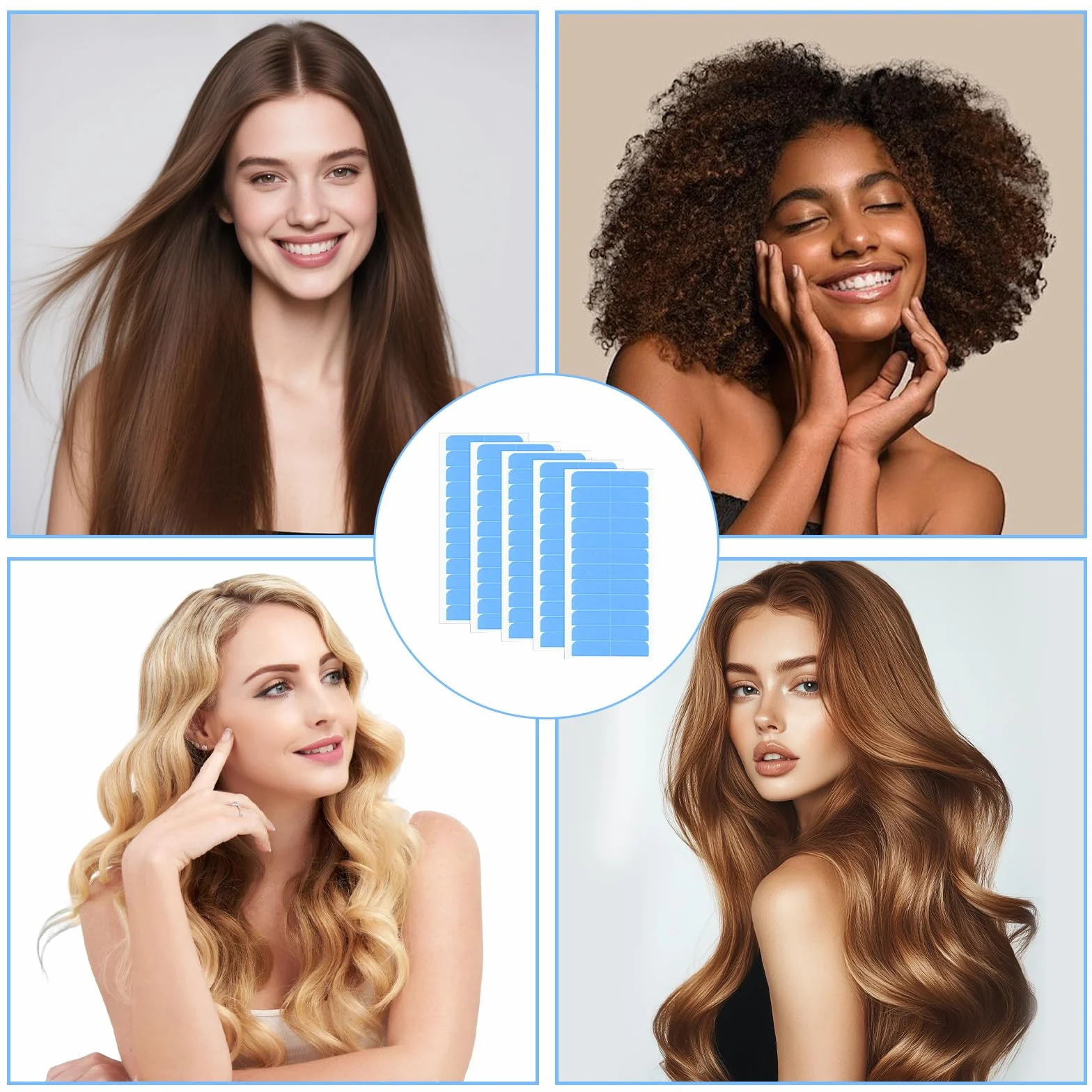 Flintronic Cinta Adhesiva para el Cabello 204pc, Adhesivo Doble Cara para Extensiones de Cabello