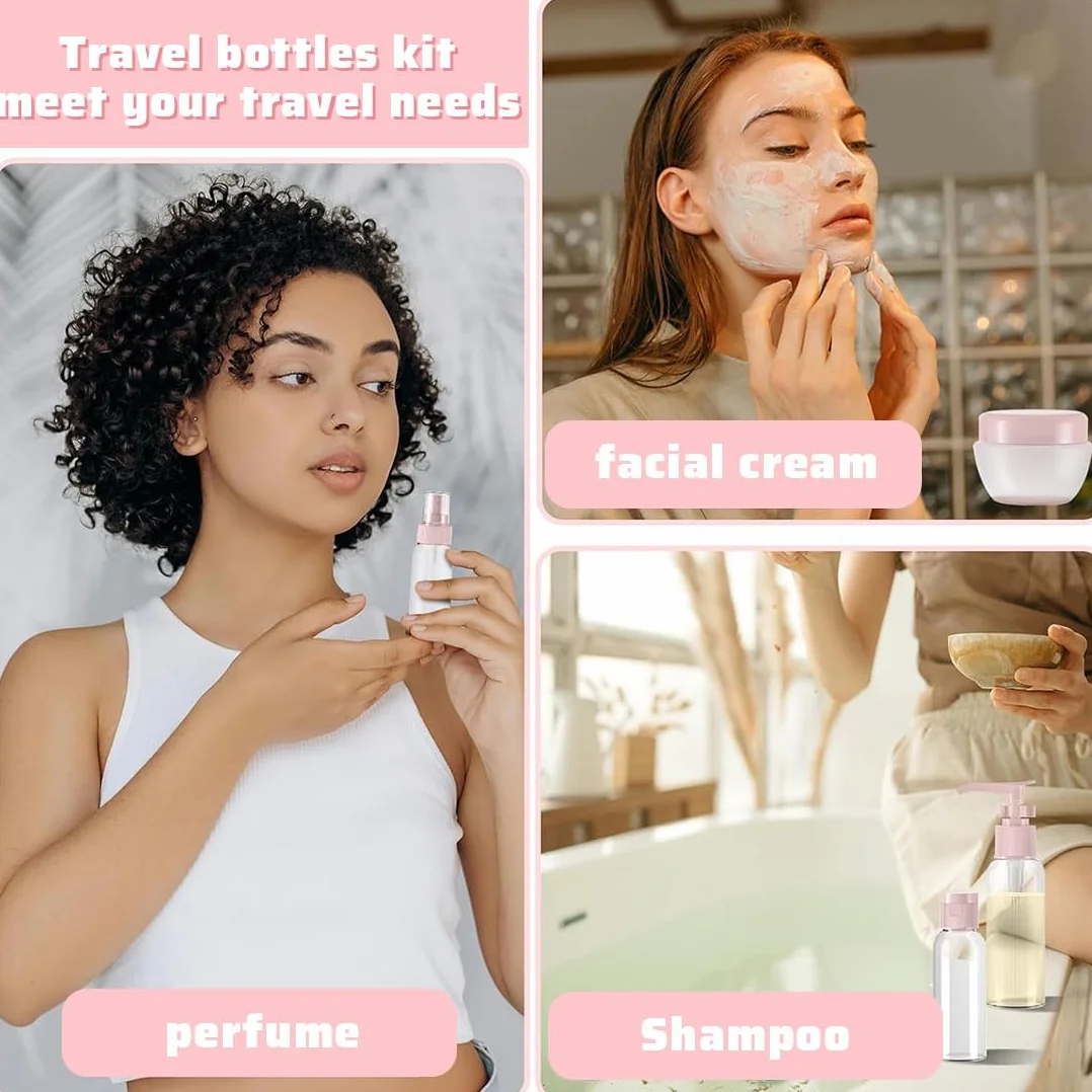 Botellas de viaje rellenables 8 piezas para champú loción enjuague gel de ducha