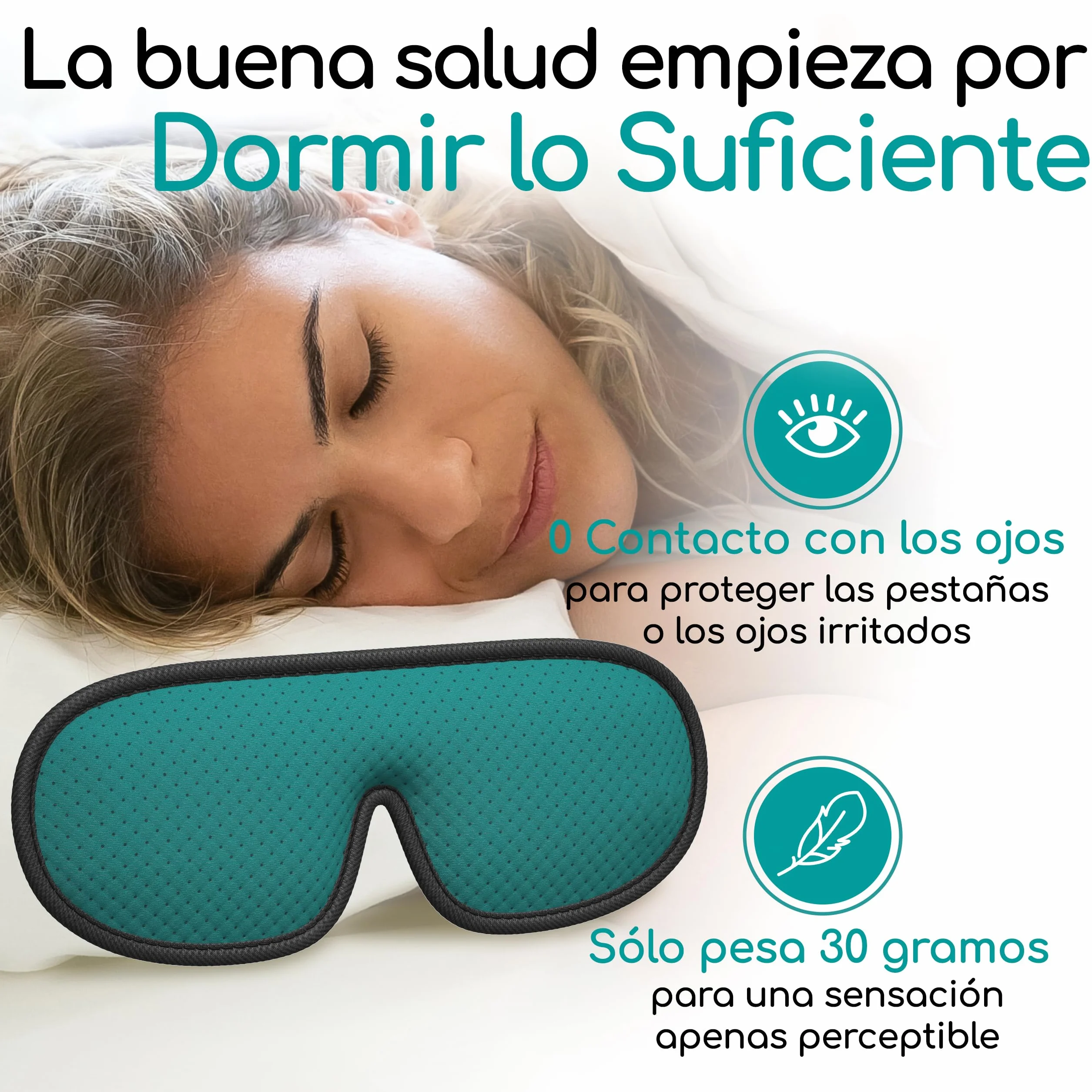 Antifaz para Dormir 3D Oscuridad Total 4pc, Ajustable de Malla Transpirable para Mujer y Hombre