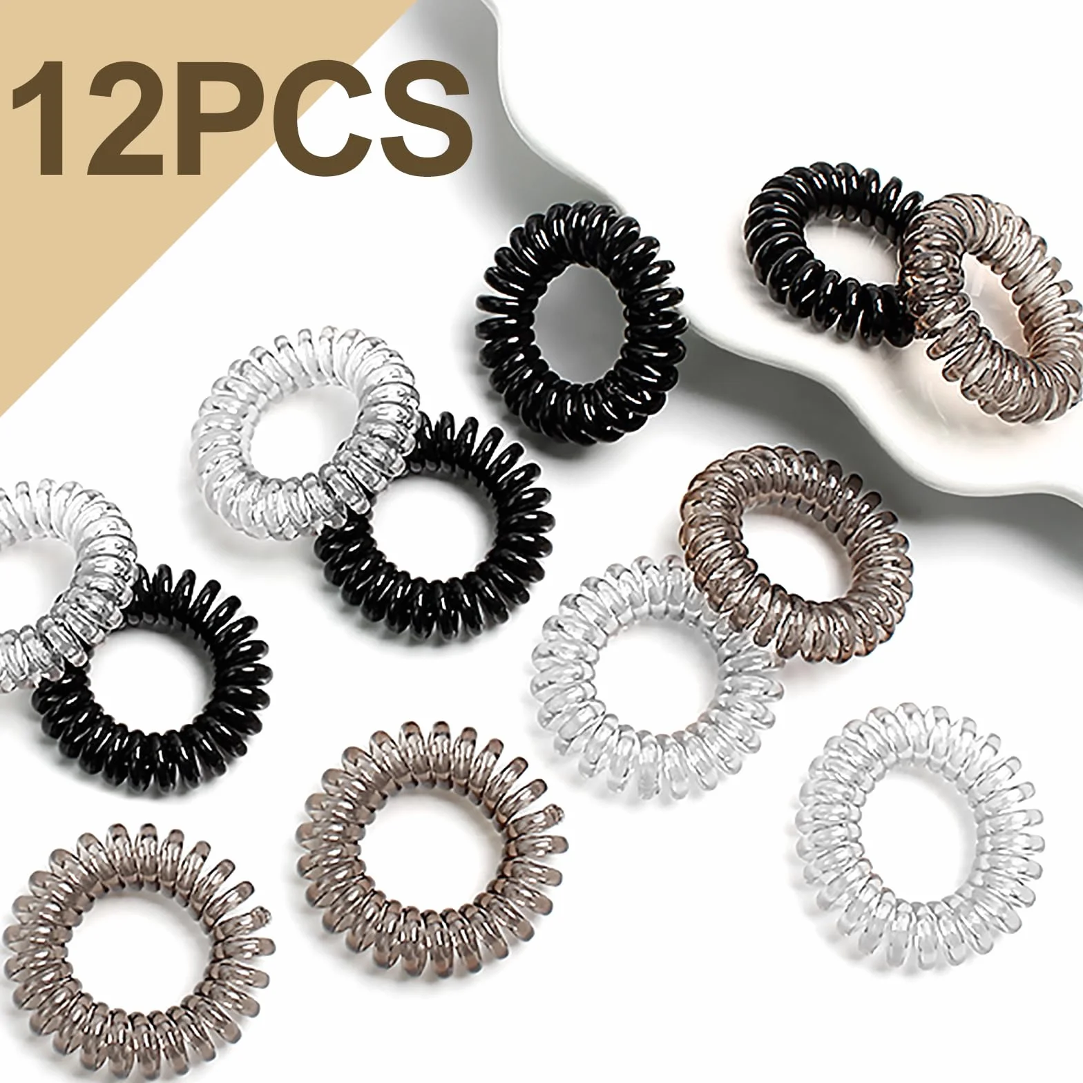 Sularpek 12 Piezas Gomas de Pelo Espiral Resistentes al Agua para Mujer y Niña