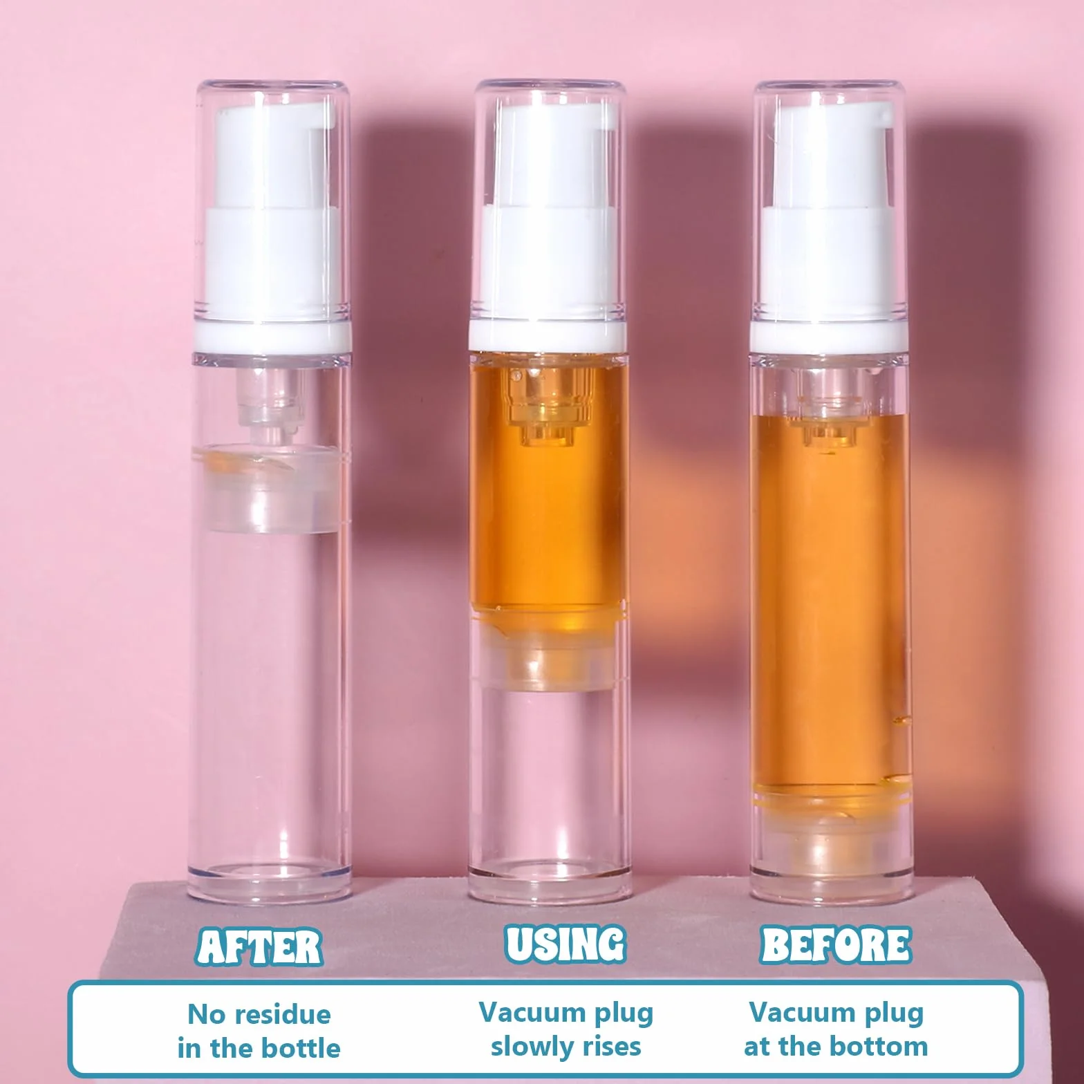 4 dispensadores vacíos sin aire, botella pequeña, dispensador portátil de 10 ml, recipiente cosmético al vacío, botellas de viaje para rellenar
