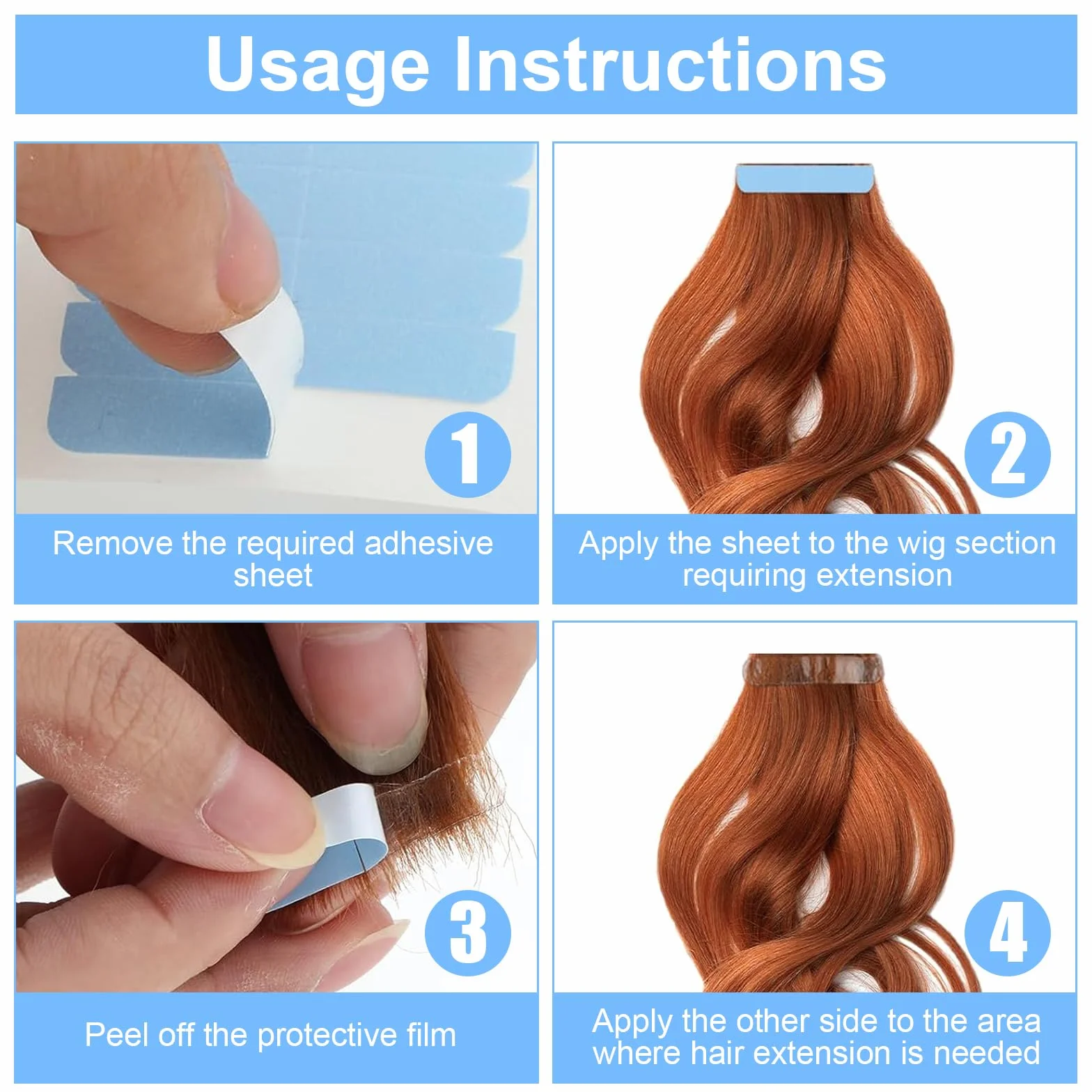 Flintronic Cinta Adhesiva para el Cabello 204pc, Adhesivo Doble Cara para Extensiones de Cabello