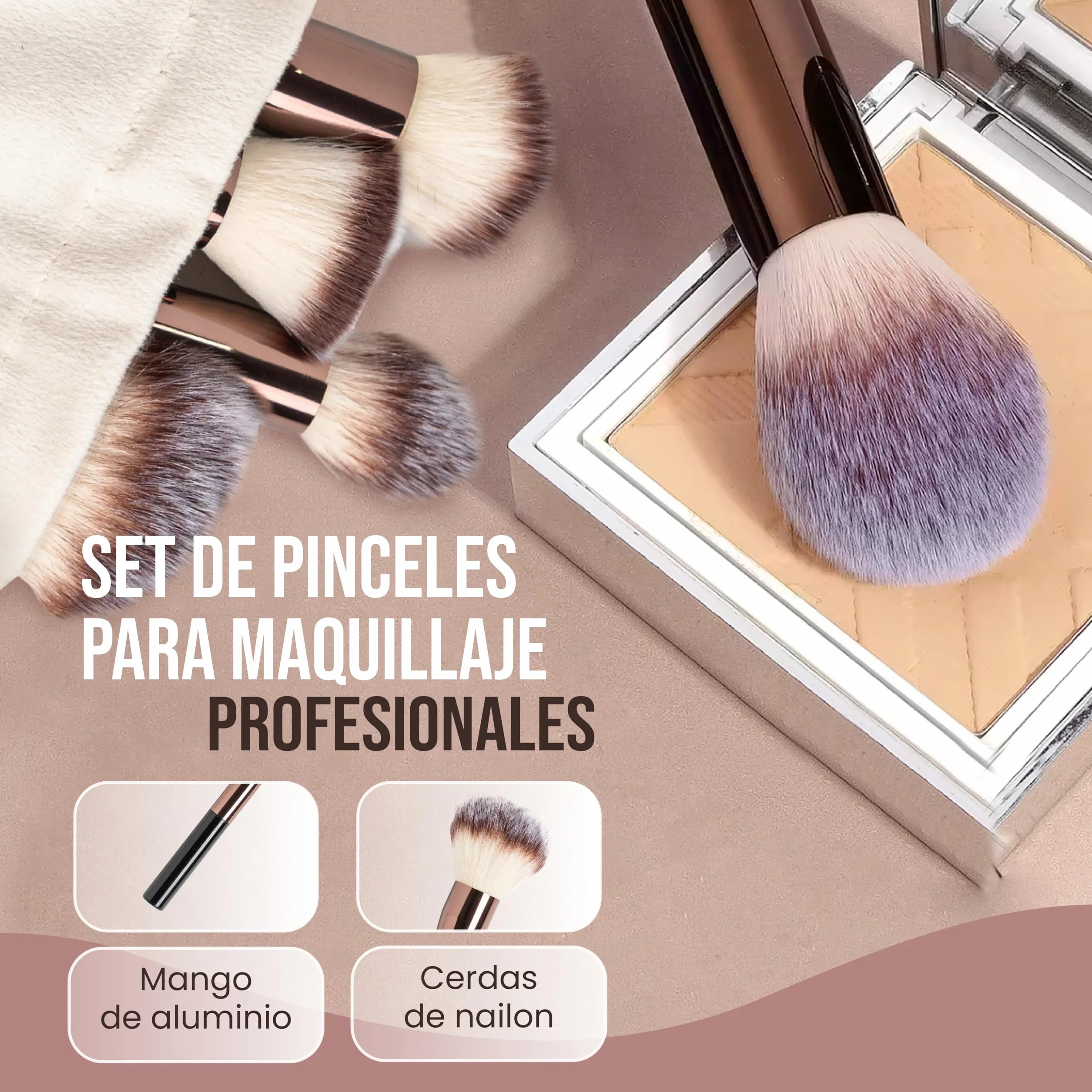 VIVELA 13 Brochas de Maquillaje Profesional con Bolsa de Viaje de Terciopelo, Pinceles Sintéticos Premium