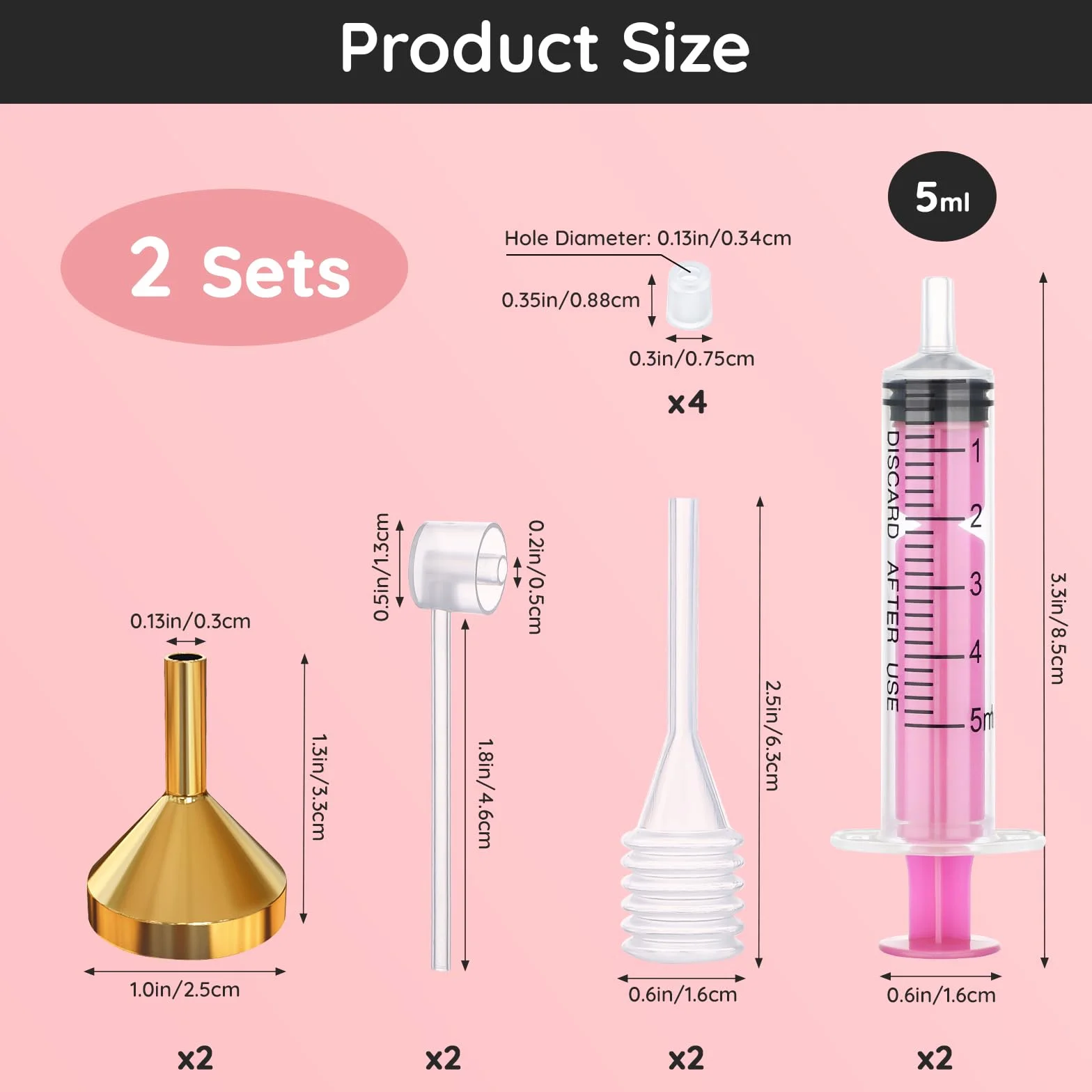 Segbeauty Herramienta de Transferencia para Colonia, 5ml Jeringa de Plastico, Embudo de Metal, Bomba Dispensadora de Perfume