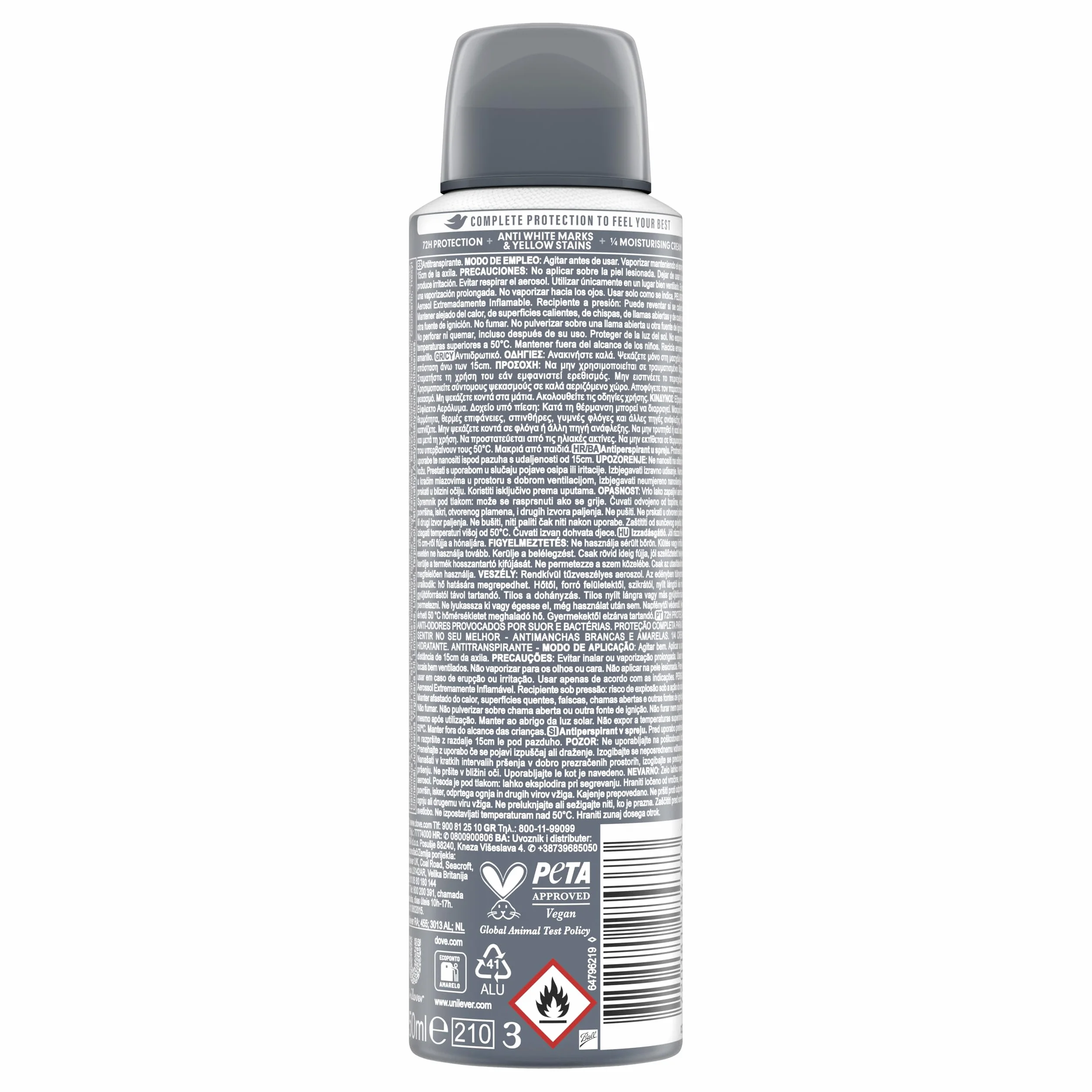 Dove Men+Care Aerosol Invisible Dry 72h 150 ml pack 6 unidades