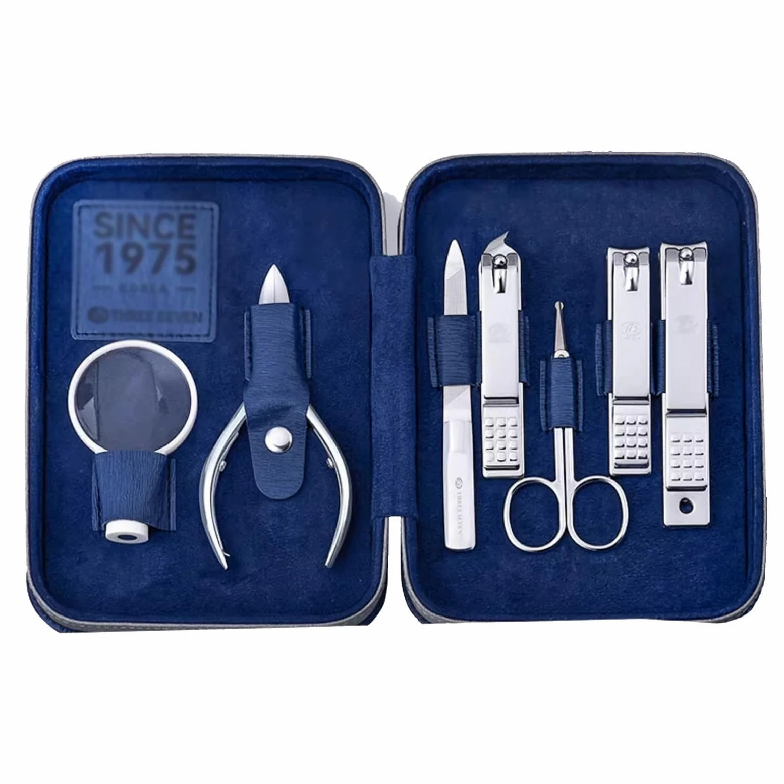 Juego de cortaúñas Juego de manicura, kit de cortaúñas con lupa, 6 piezas de herramientas profesionales for el cuidado de uñas de acero inoxidable, kit de uñas portátil con estuche de cuero PU Herrami