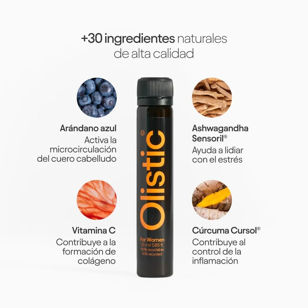 Olistic Complemento Alimenticio Anticaída de Cabello 28 Ampollas Vegano Sin Gluten
