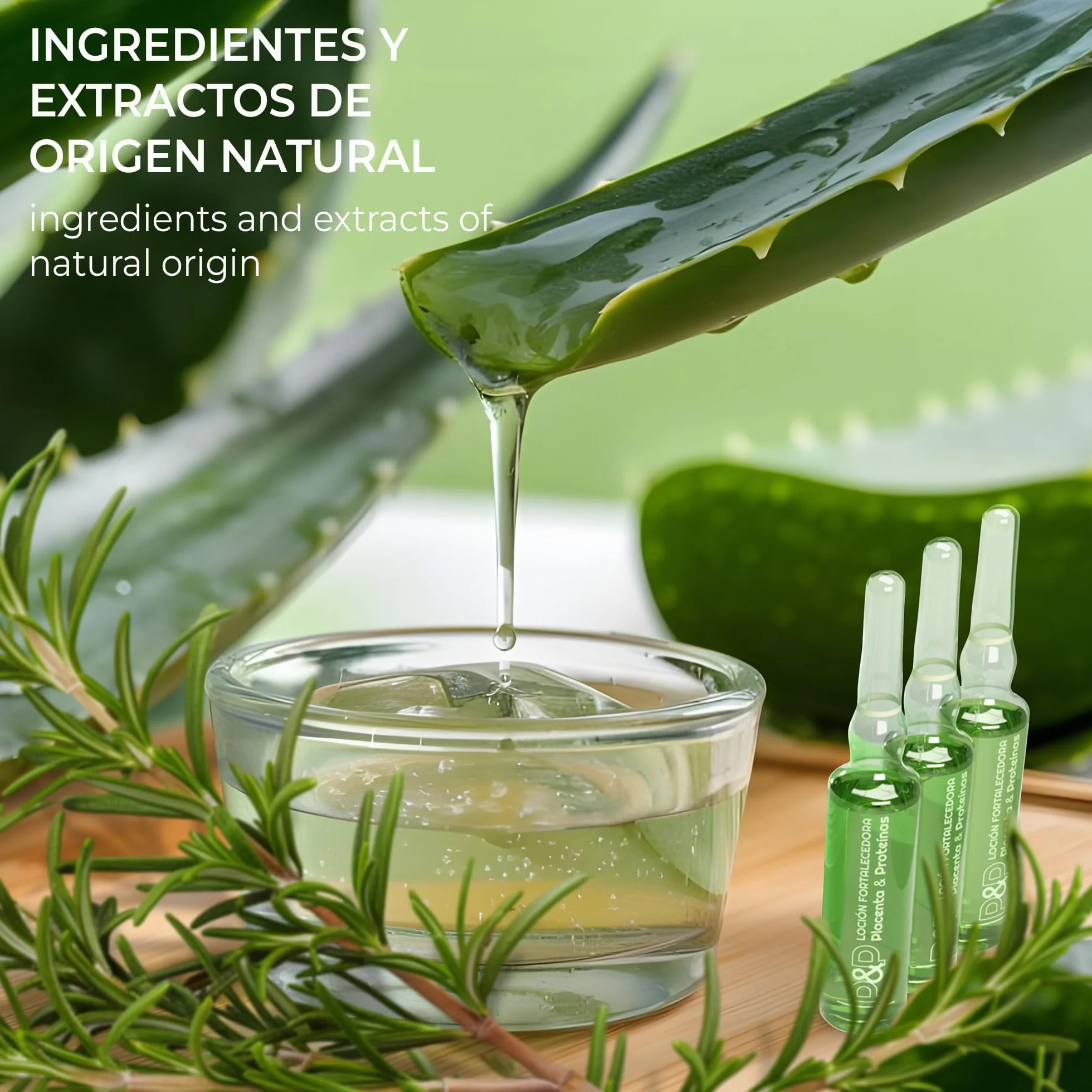 Ampollas Anticaida para el Cabello con Placenta, Romero y Aloe Vera - Tratamiento Fortalecedor - 10x10 ml