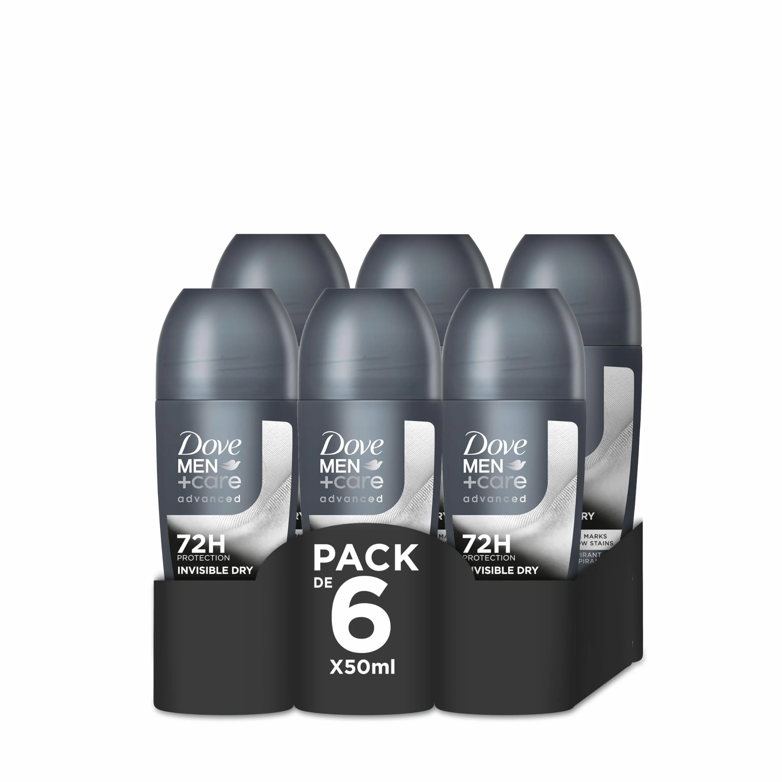 Dove Men+Care Advanced Desodorante Roll-On Invisible Dry 72h Antitranspirante 50ml Pack 6