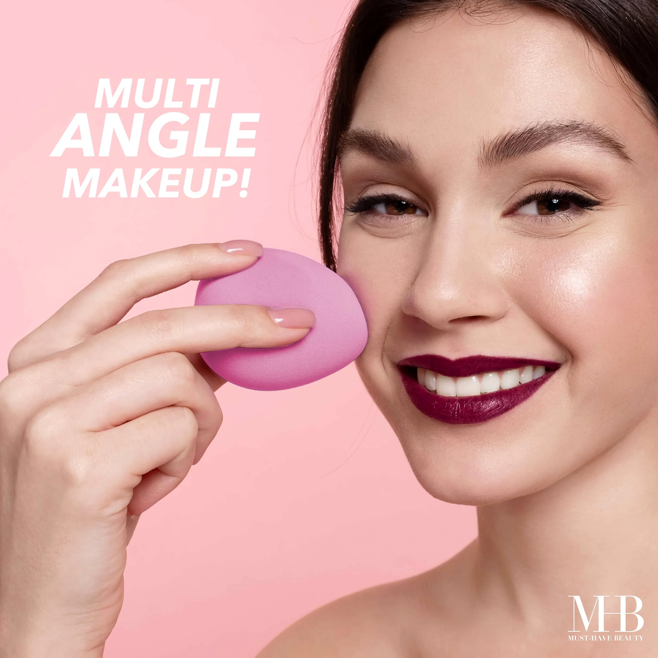 Expressions Juego de 16 esponjas de maquillaje rosas y organizador de artículos esenciales de belleza | Mezcladores de belleza surtidos, esponjas de maquillaje y cuñas para una aplicación de