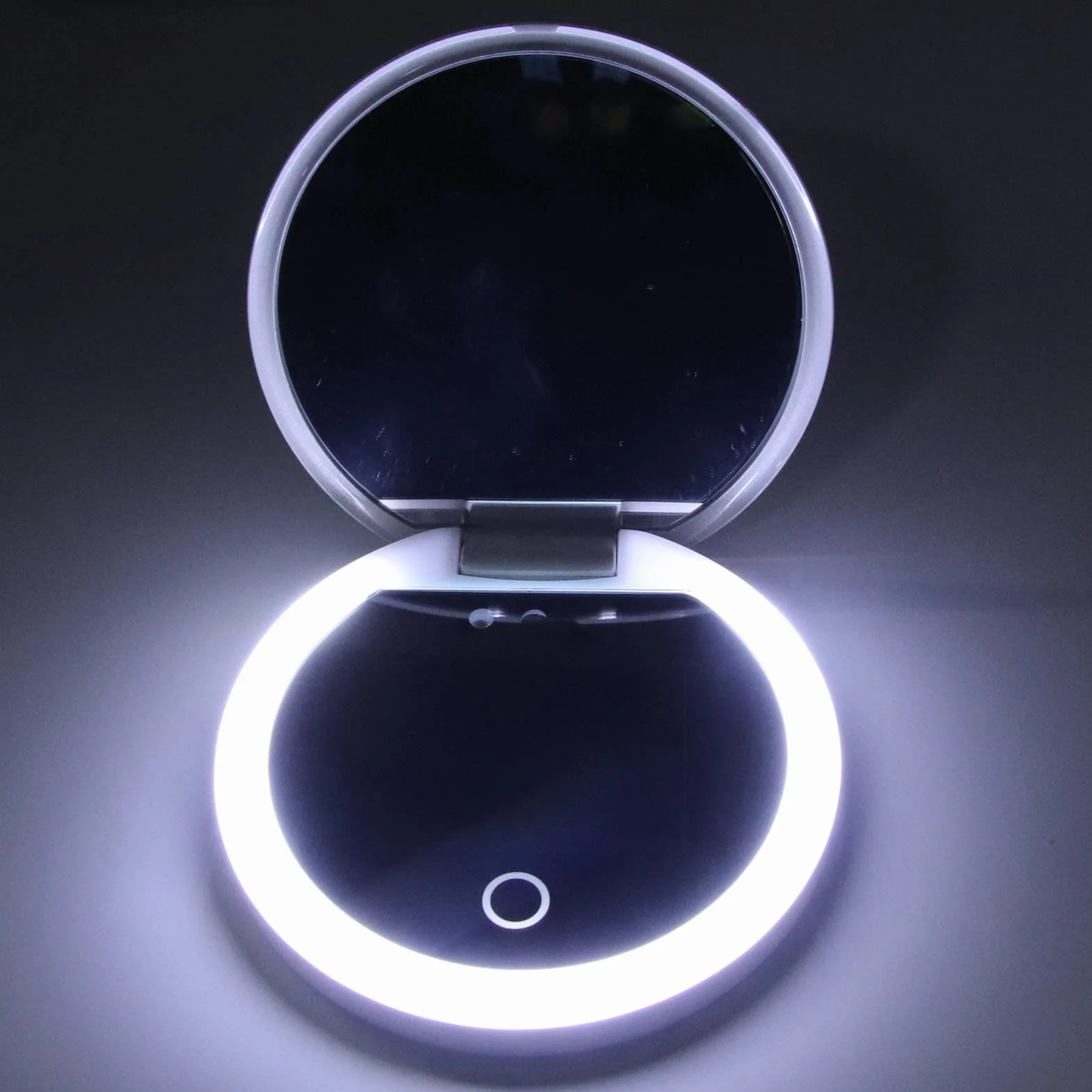 Espejo de Maquillaje LED Viaje con Cámara UV, Aumento 2X, Controles Táctiles y Brillo Ajustable