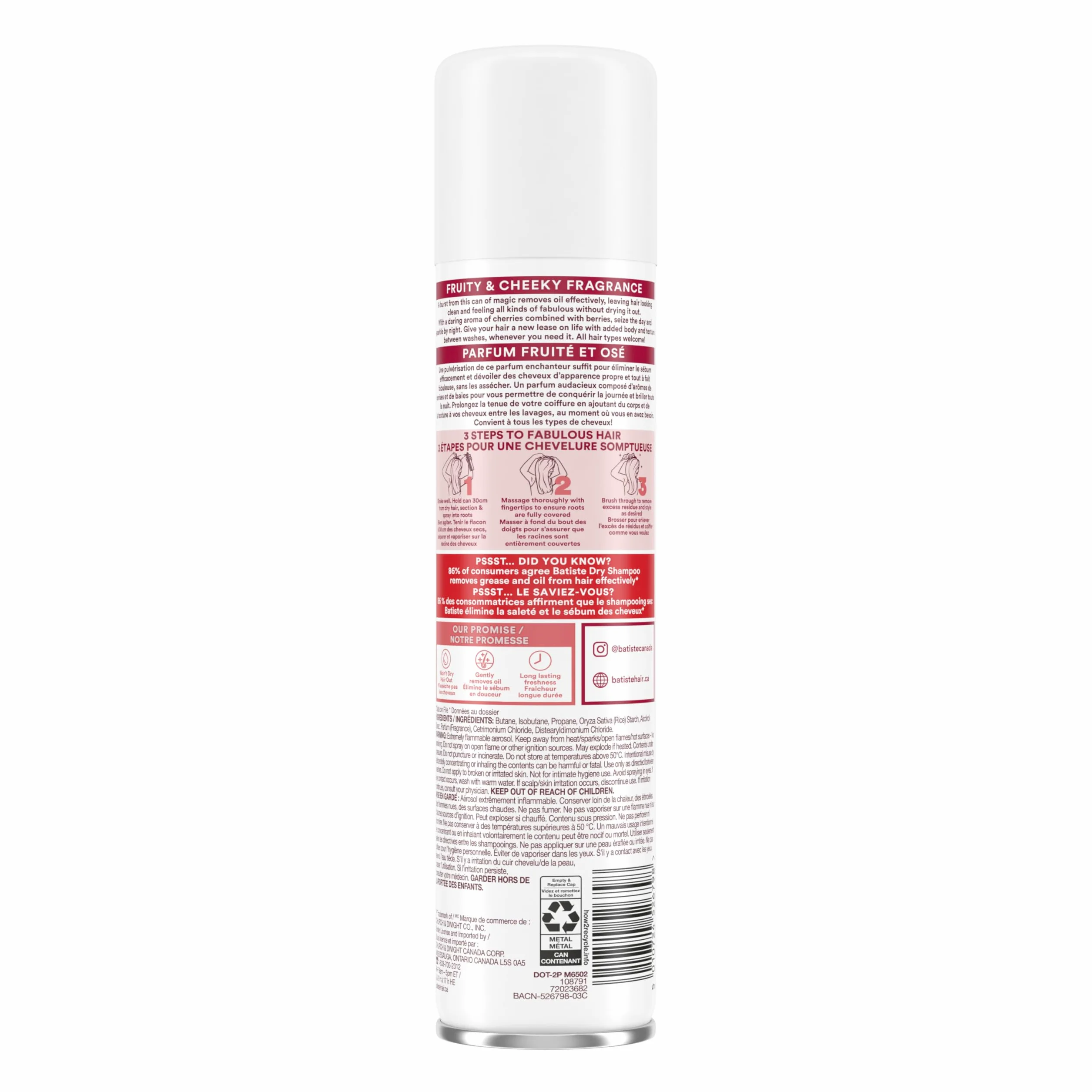 Batiste Cherry Dry Shampoo Champú, Fresh 200 ml