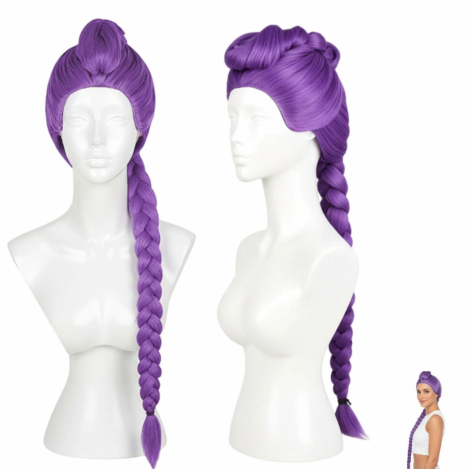 Peluca Rumi Kpop Largas Trenzadas Moradas Cosplay Anime Halloween Carnaval