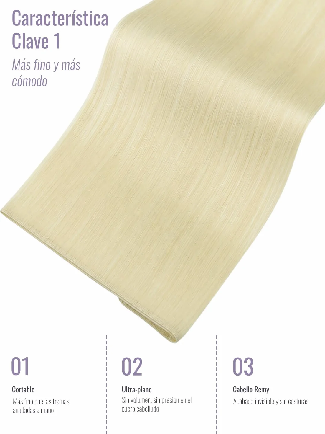 Fshine Natural Human Hair Blonde White Weft Hair Extensions 50g 55cm Lisse