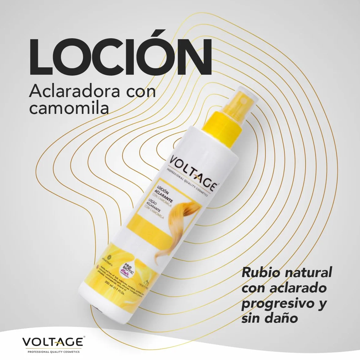 Voltage Cosmetics Aclarante con Camomila Rubio Natural Progresivo 200 ml Prebiotic Hair Technology Cabellos Naturales Sin Sulfatos