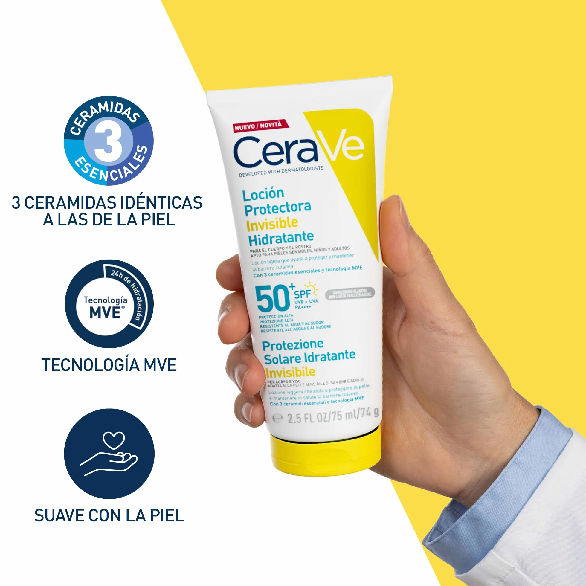 CeraVe Loción Protectora Invisible Hidratante SPF 50+ 75 ml
