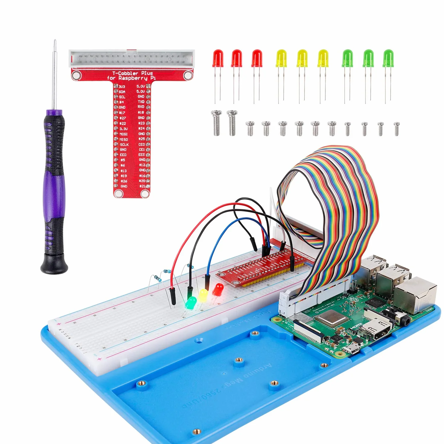 SunFounder Breadboard Kit 830 Points Solderless Circuit Breadboard with Jumper Wires LED Resistors for Arduino R3 Mega Raspberry Pi 4B 3B+ 3B