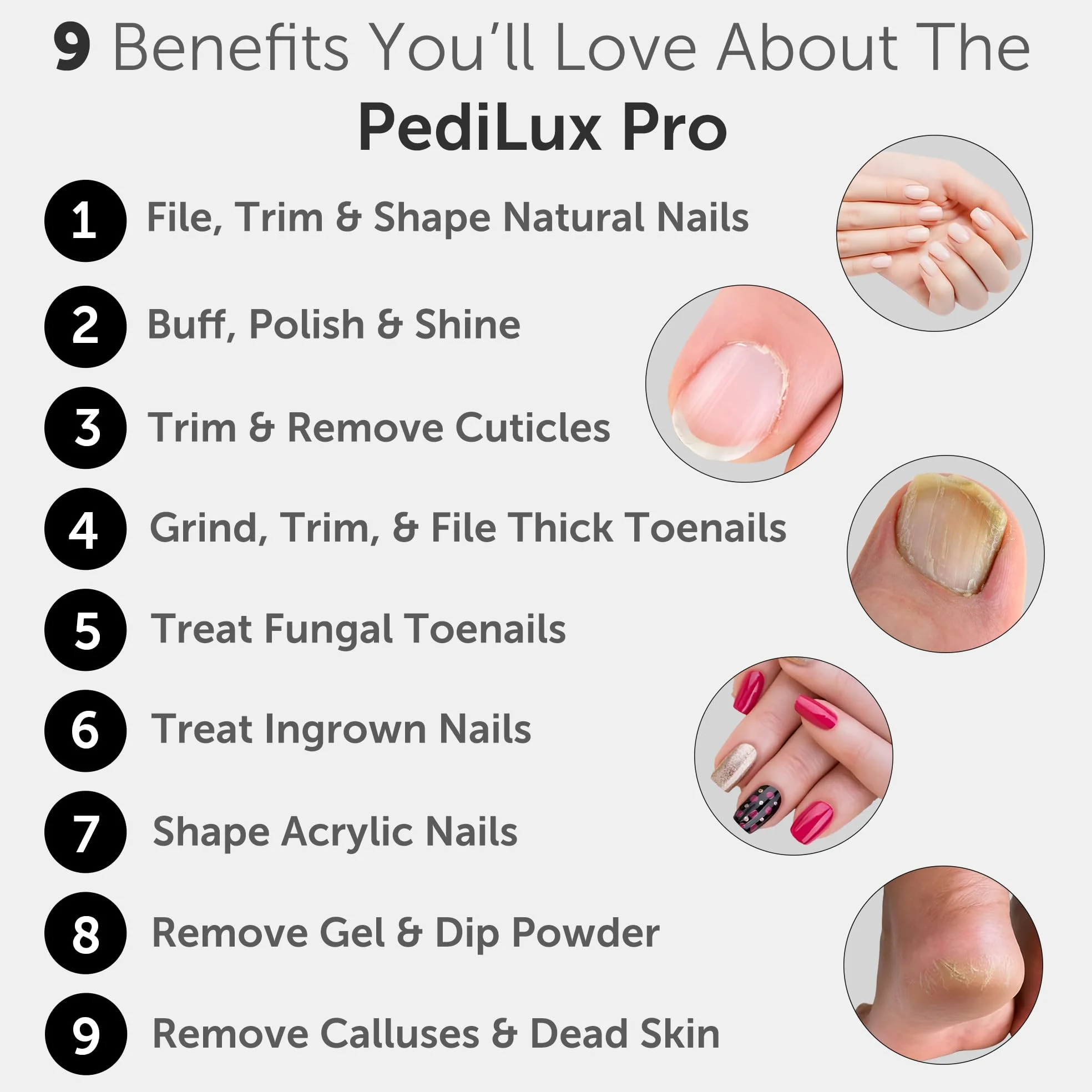 UTILYZE Kit Profesional De Manicura Y Pedicura Pedilux Pro: Lima Para Uñas Gruesas, Taladro Eléctrico Inalámbrico Para Limar Uñas, Lima Para Uñas Dremel, Lijadora, Elimina Callos Para Personas, Hombre