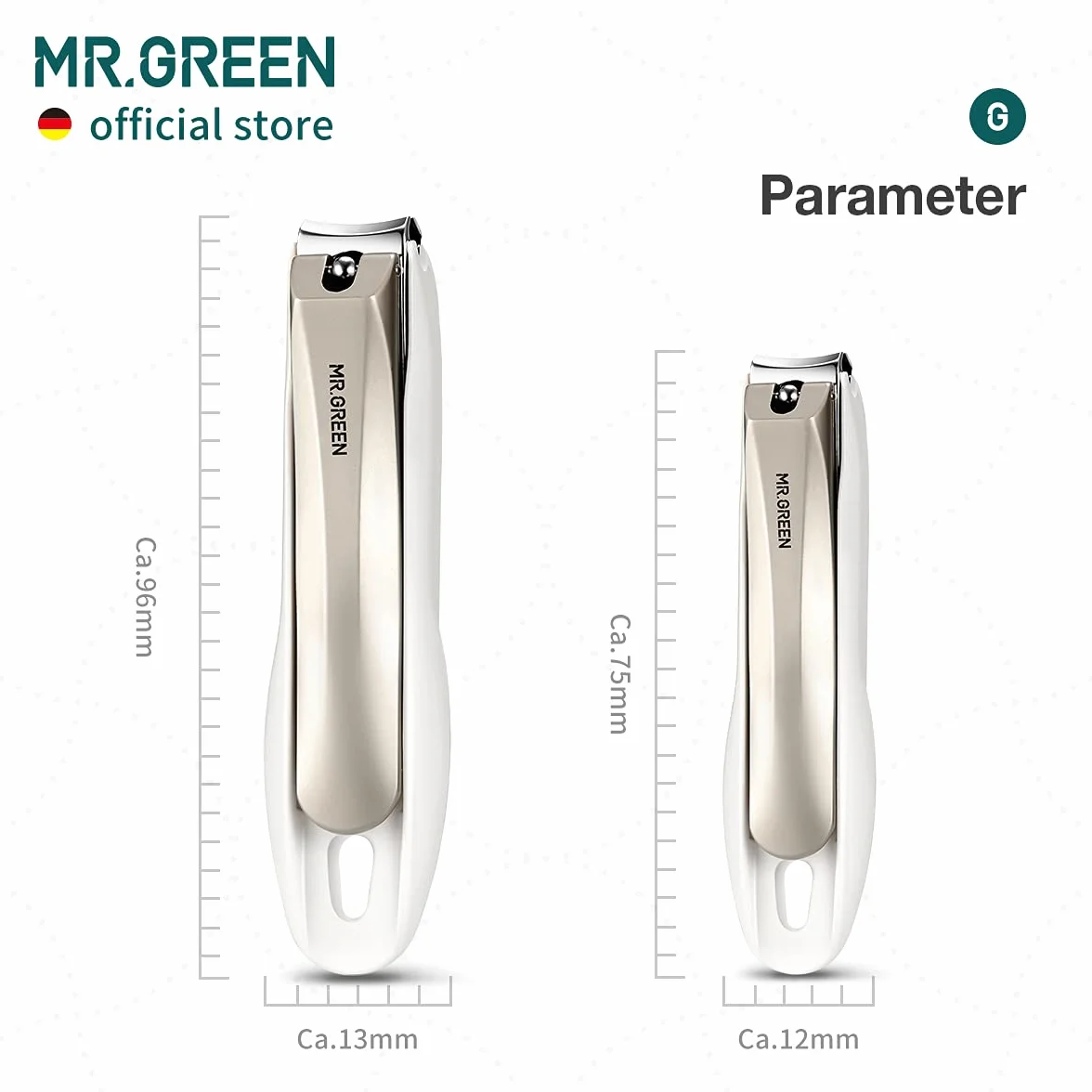 MR.GREEN Cortador de uñas acero inoxidable resistente a salpicaduras desmontable grande