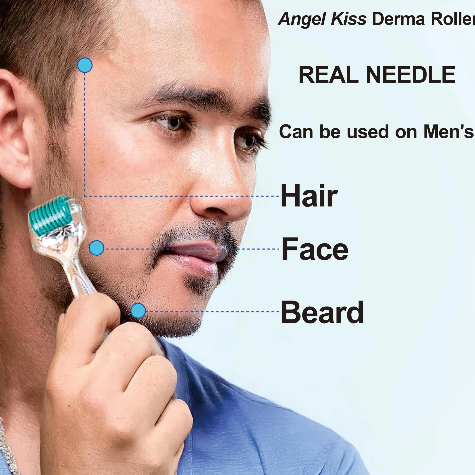 Angel Kiss Derma Roller 0,5mm 192 Agujas Acero Inoxidable Microneedling Rostro Cuerpo Cuero Cabelludo