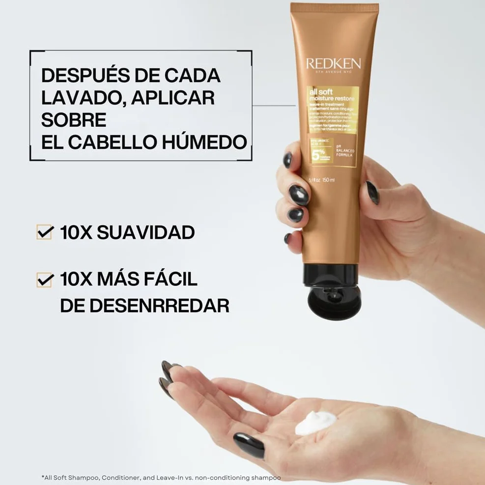 Redken All Soft Tratamiento Revitalizante Sin Aclarado 150 ml Hidratación Profunda Ácido Hialuronico 5% Moisture Complex