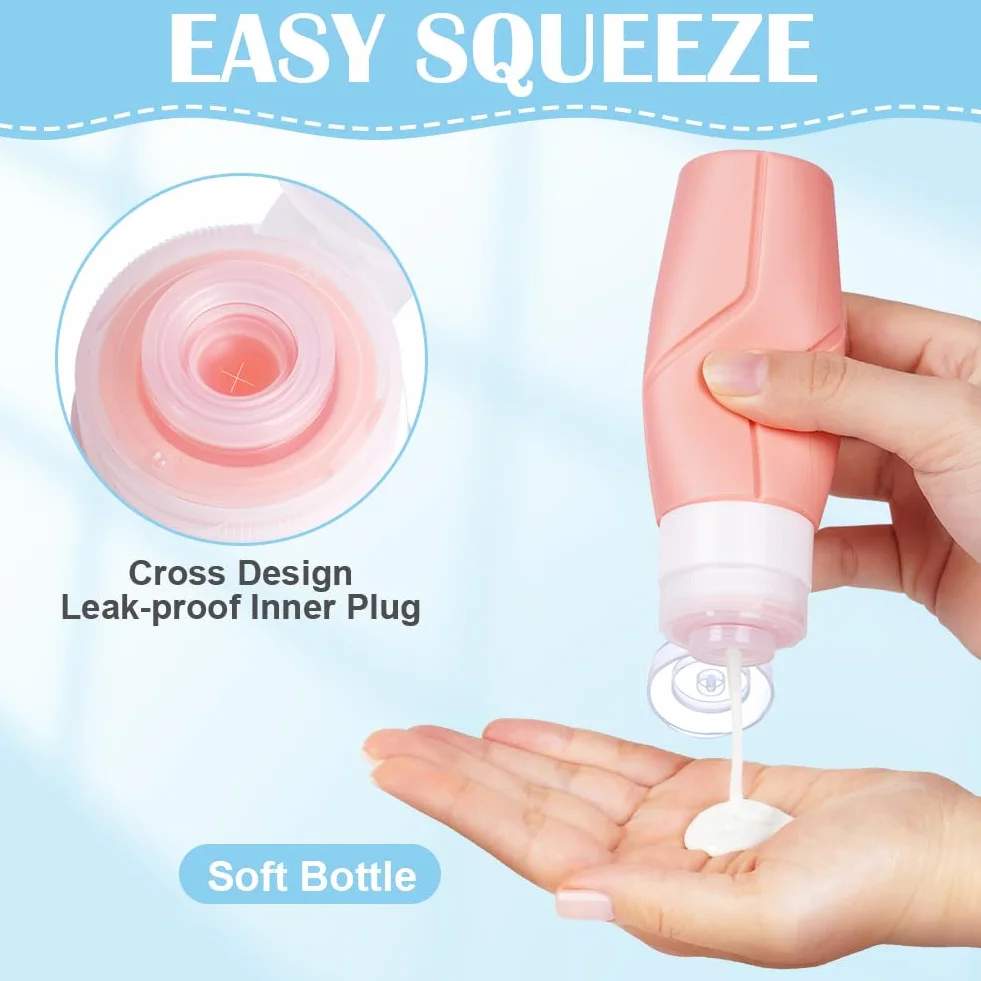 OSDUE Botellas de Viaje Silicona 4 Piezas Juego Compresible Prueba de Fugas sin BPA 100ml
