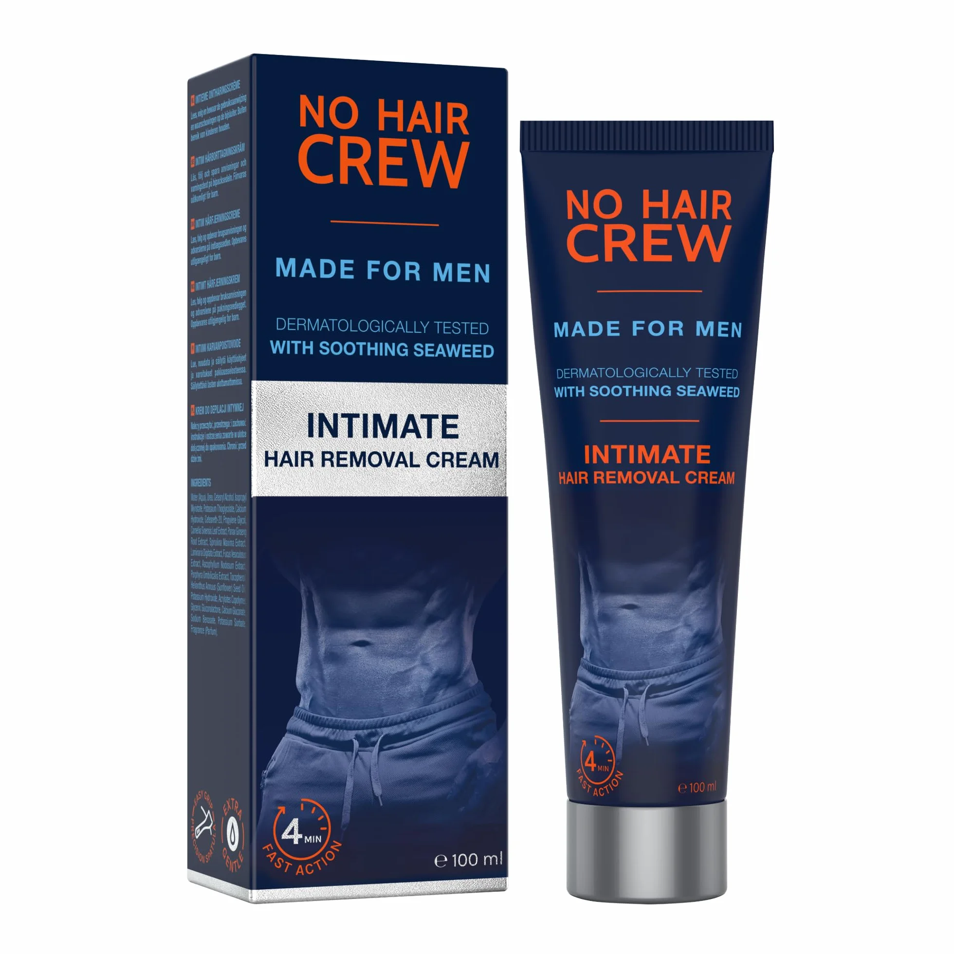 Crema Depilatoria Íntima Premium 100 ml NO HAIR CREW Extra Suave para Hombres
