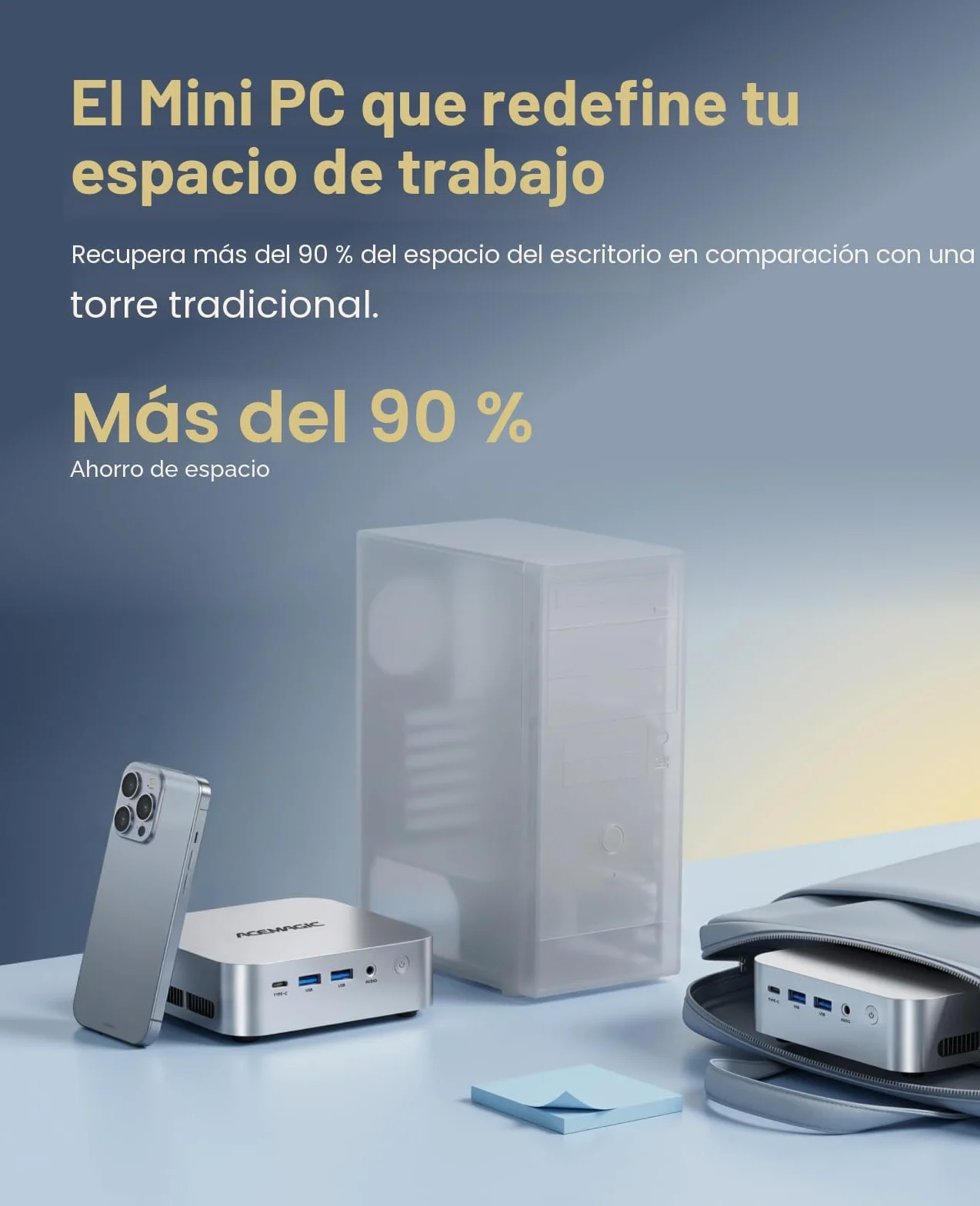 ACEMAGICIAN K1 Mini PC AMD Ryzen R2544 8GB DDR4 256GB SSD Radeon Graphics Windows 11 Pro 4K Triple Display WiFi 5 BT 4.2