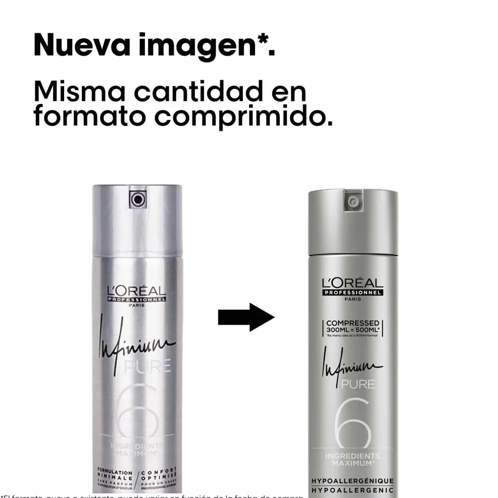 L'Oréal Professionnel Infinium Pure Extreme Strong Laca Fuerte 300ml Fijación Extrema Brillo Infinito