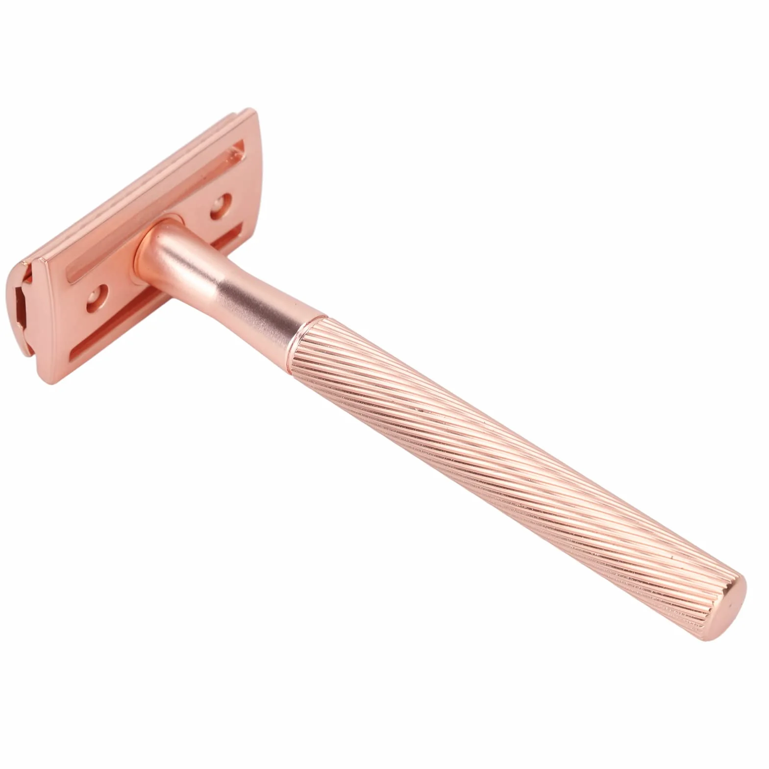 Maquinilla de Afeitar Doble de Seguridad de Aleación de Zinc y Latón para Hombres con Base de Almacenamiento (Cobre)