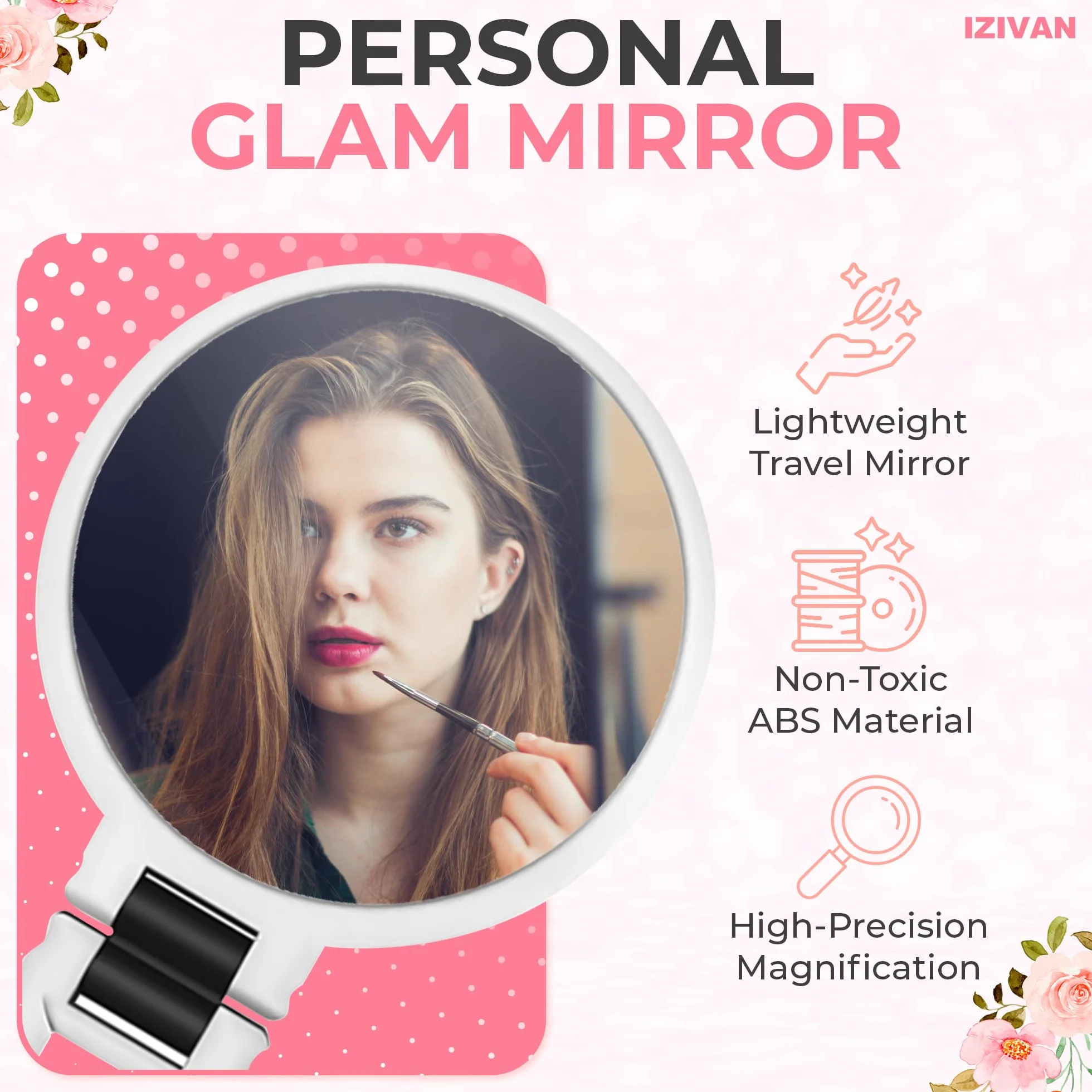 Espejo de Aumento 15x Plegable de Mano con Mango para Maquillaje y Viajes