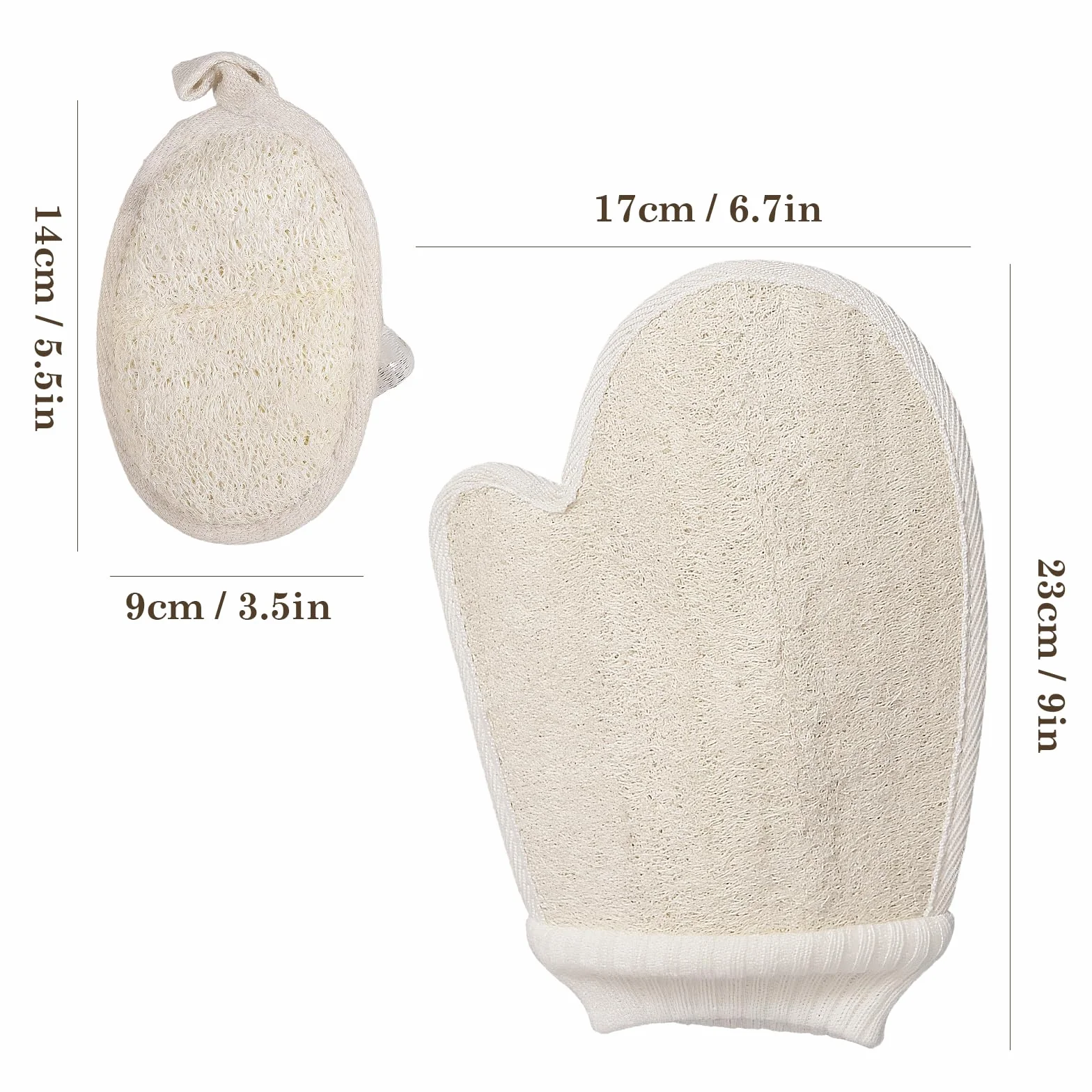 Guantes Exfoliantes de Luffa Natural para Ducha y Spa, Exfoliación Corporal y Facial