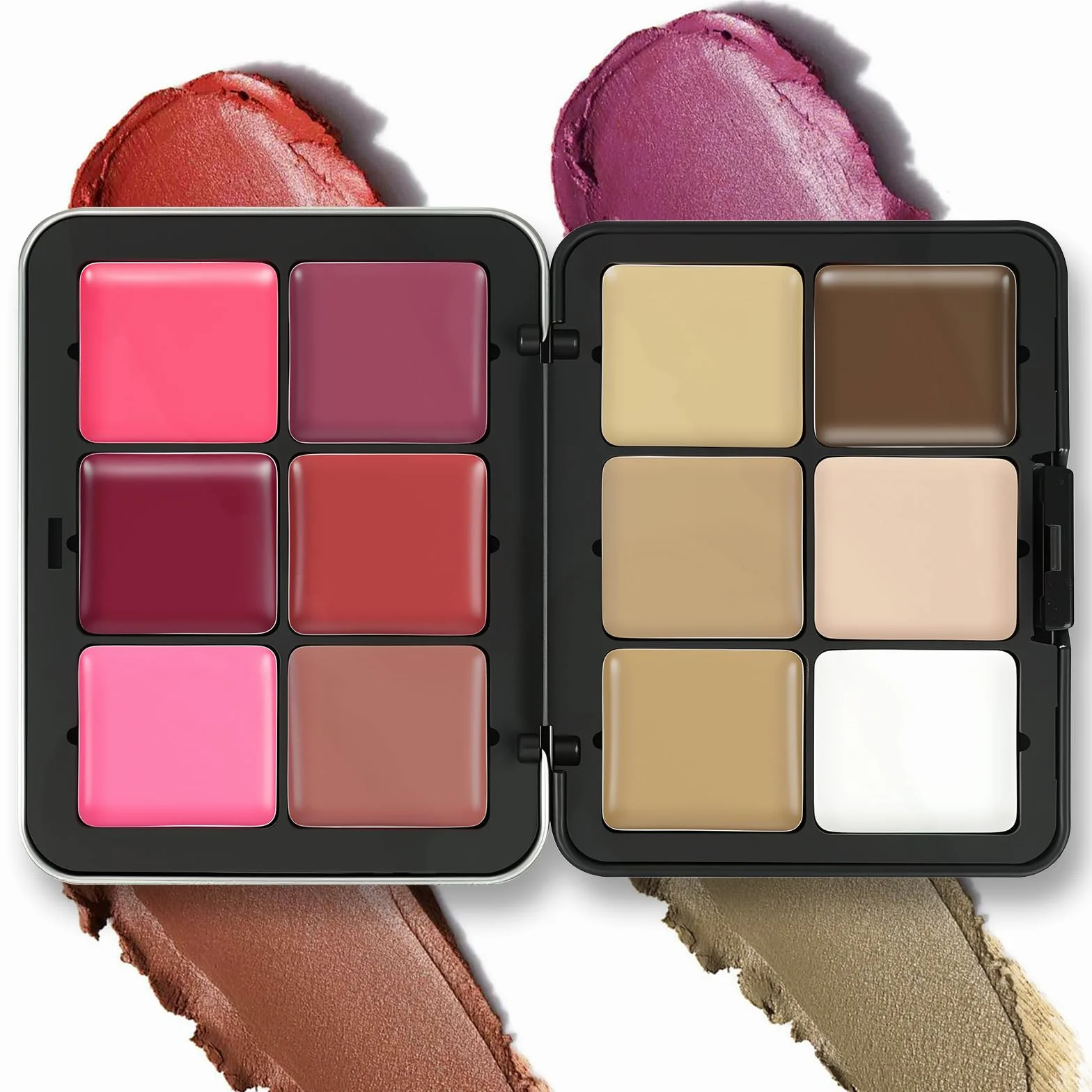 Paleta de Maquillaje Facial 12 Colores Corrector y Colorete 2 en 1 Acabado Mate Larga Duración