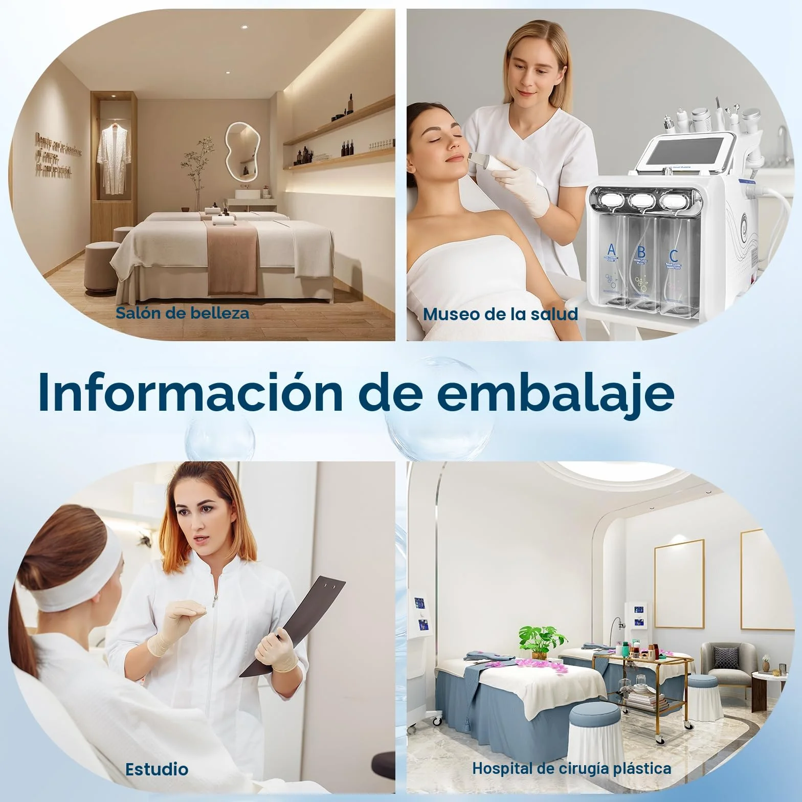 Hydrafacial Machine Profesional 6 en 1 Hidrógeno y Oxígeno Hidrodermoabrasión Cuidado de la Piel con Pantalla LED