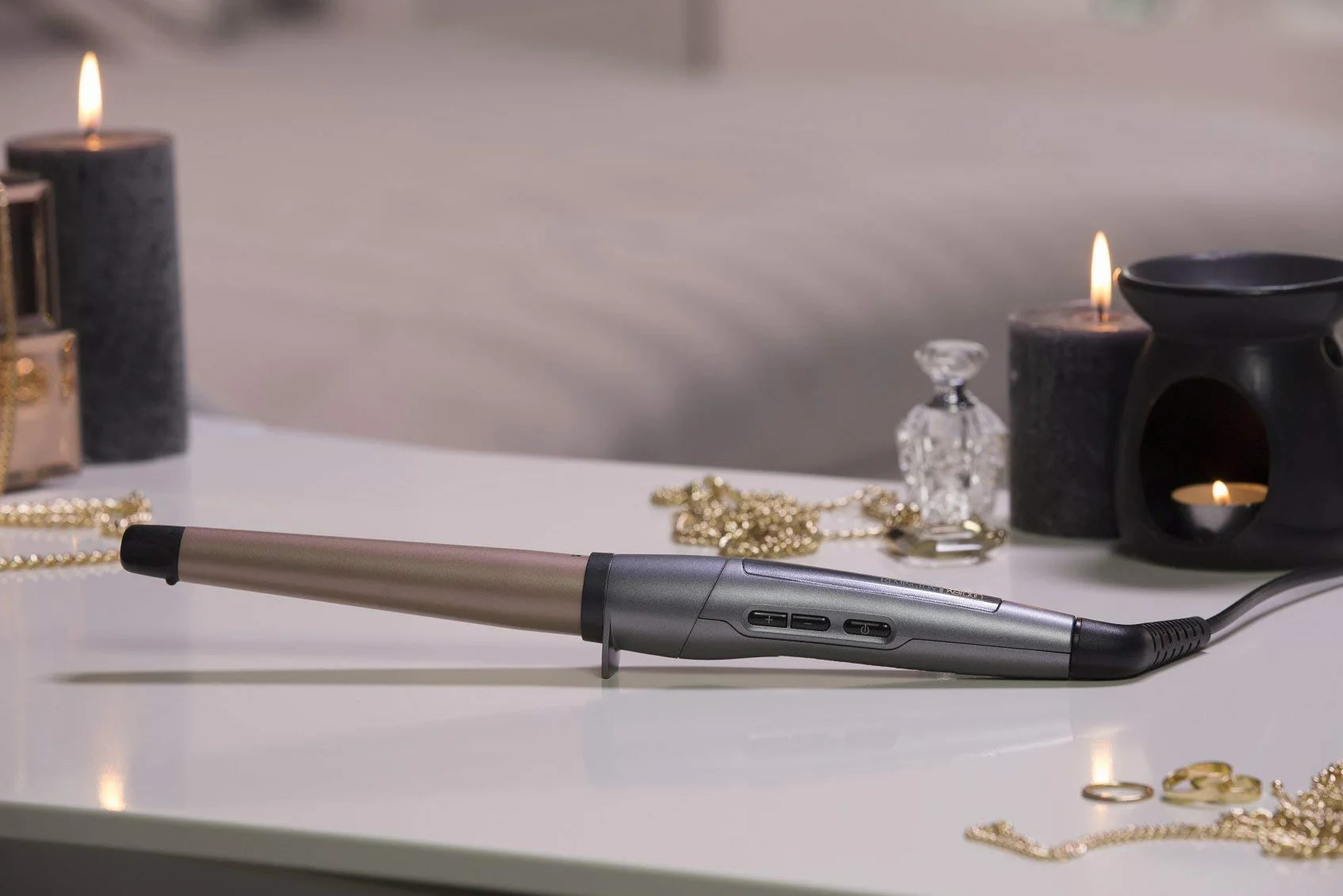 Remington Rizador de Pelo Keratin Protect, Queratina y Aceite Almendras, Ondulador de Pelo con Barril de 19-28 mm, Cerámica, 5 Temperaturas hasta 210°C, Digital, CI83V6, Negro, Rose Gold