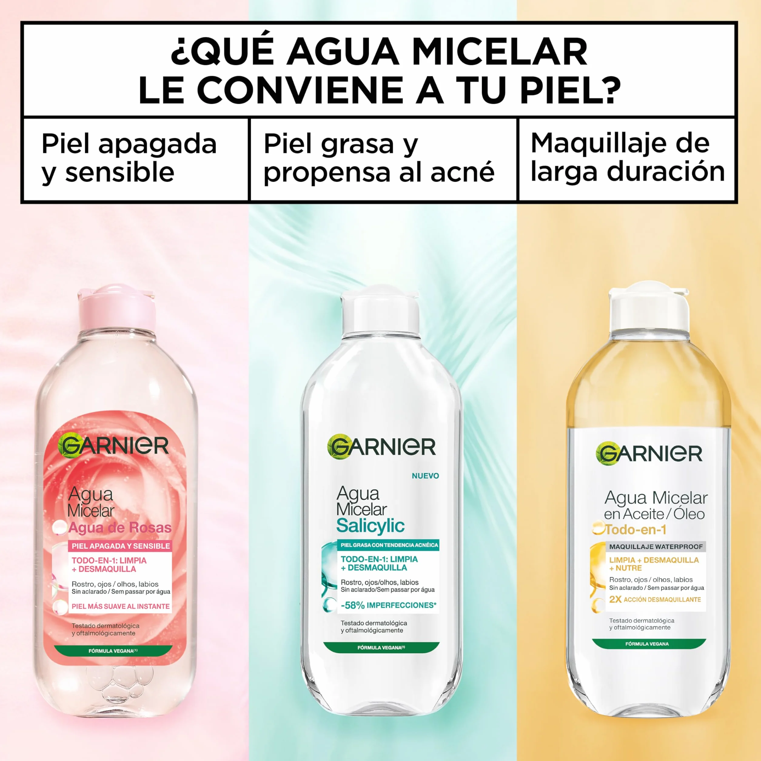 GARNIER Skin Active Agua Micelar Agua de Rosas 400ml Desmaquillante Limpiador Iluminador