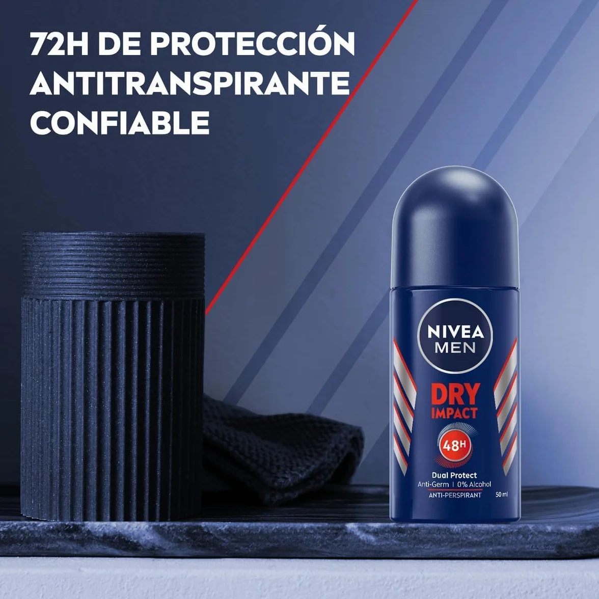 NIVEA MEN Dry Impact Roll-on 50 ml Desodorante Antitranspirante 48h Cuidado Masculino