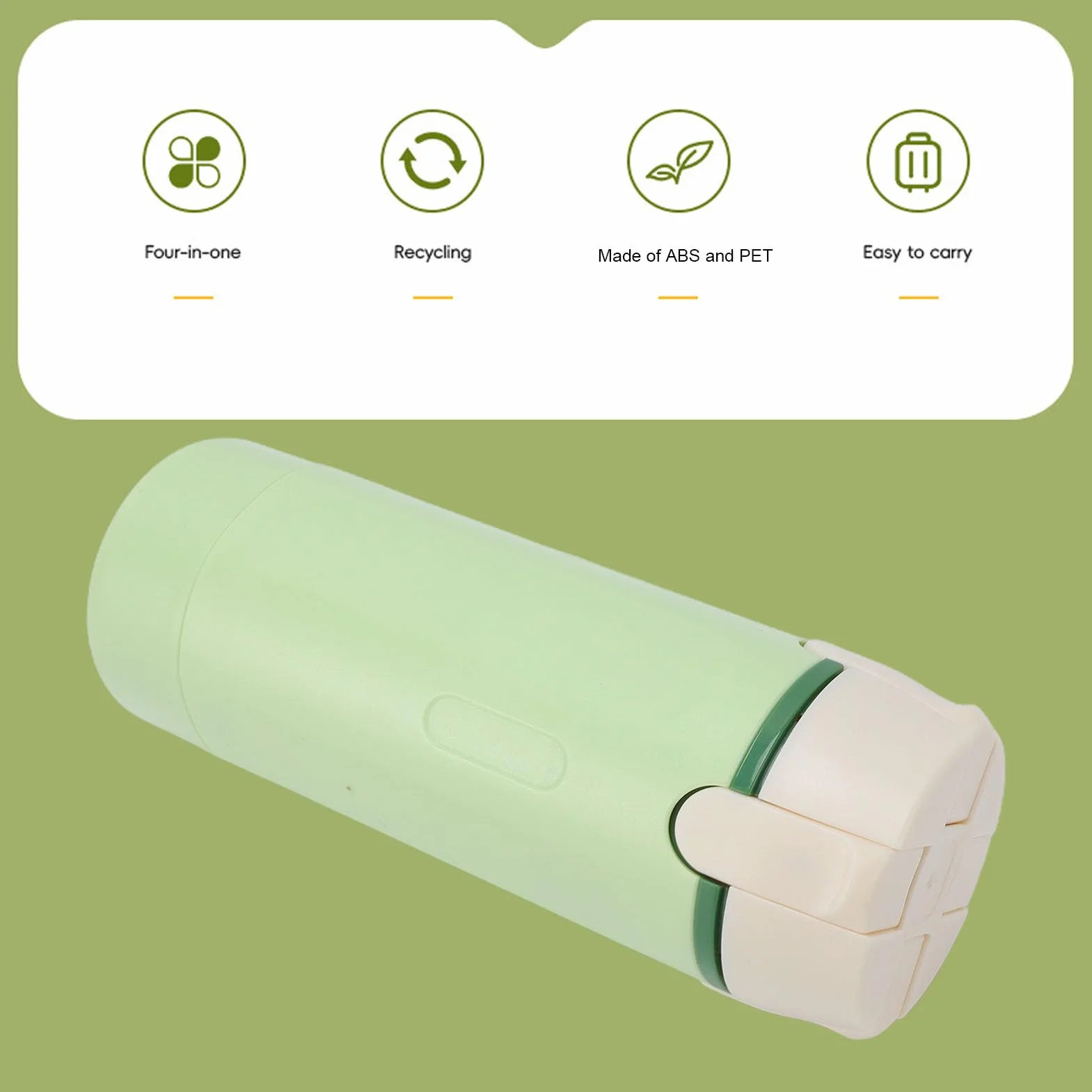 Tosuny Dispensador de Viaje Práctico 4 en 1, Contenedor con Bomba de Cosméticos Portátil a Prueba de Fugas para champú, Loción, Crema, Gimnasio, Vacaciones, ABS Pet (Green)