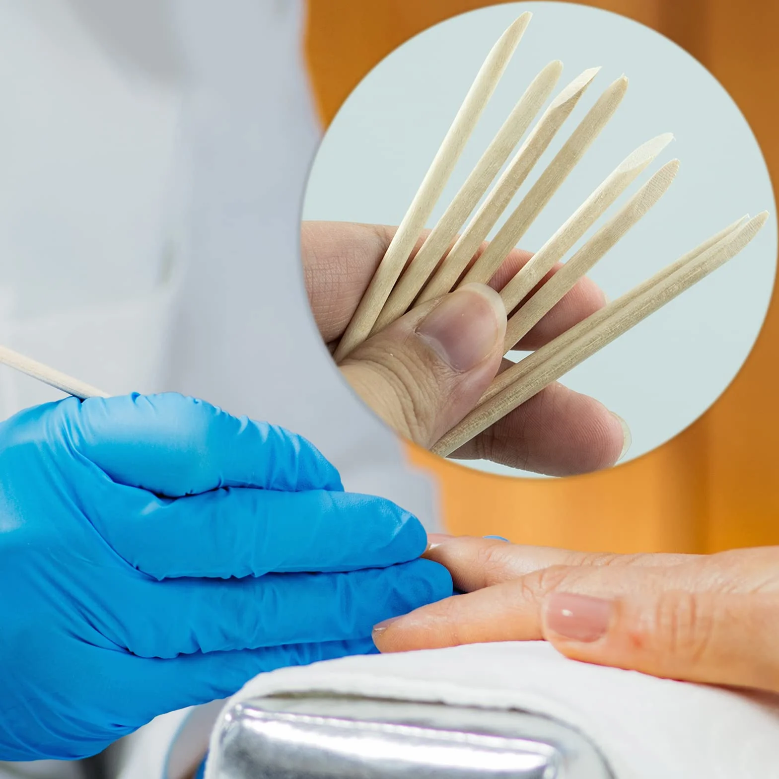 200 barras de uñas de madera naranja doble cabezal removedor cutículas herramienta limpieza uñas manicura pedicura