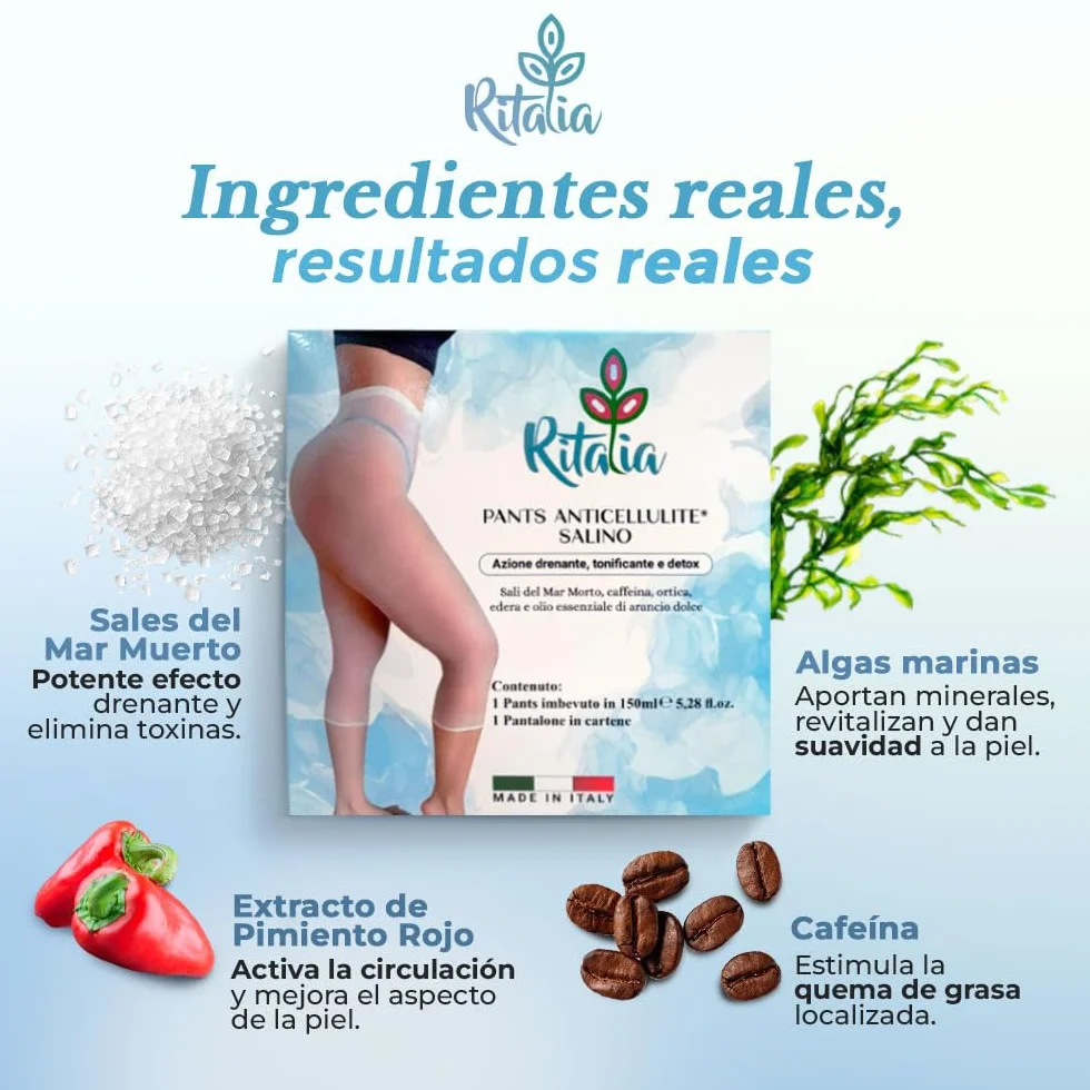 Ritalia® Vendas drenantes anticelulíticas con sal del Mar Muerto y principios activos veganos