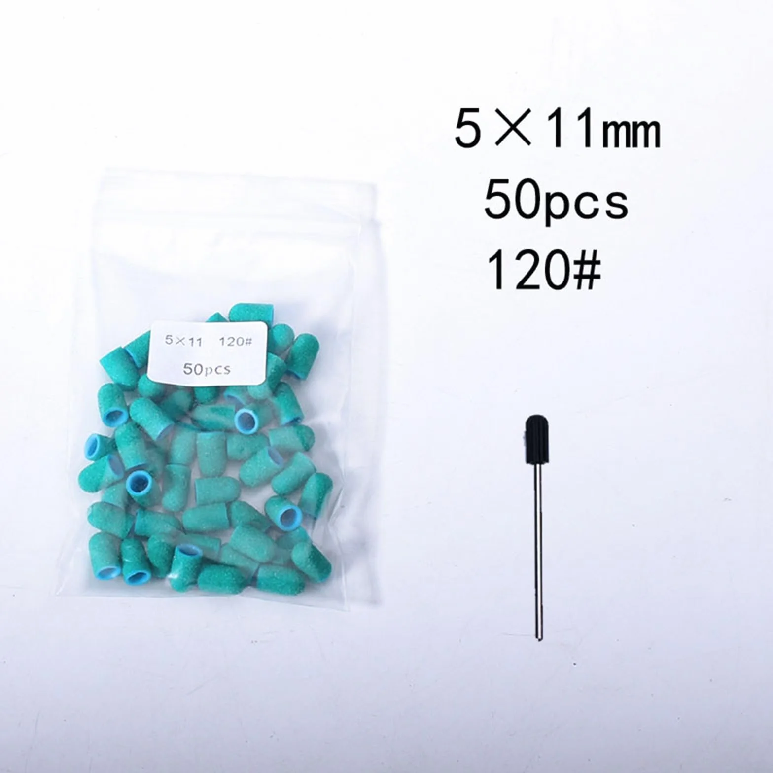 Lijas para Uñas 50 Uds tapas verdes broca de goma for uñas pulido arte giratorio eliminar rebabas herramienta accesorio for manicura pedicura(16x25mm-180)