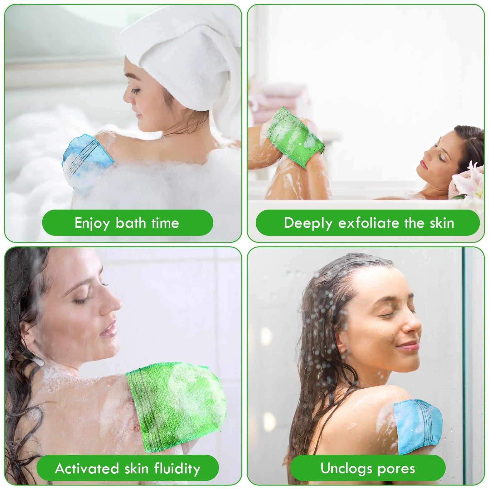 Guante Exfoliante Coreano, 5pcs Esponja Exfoliante Corporal para Limpieza Profunda