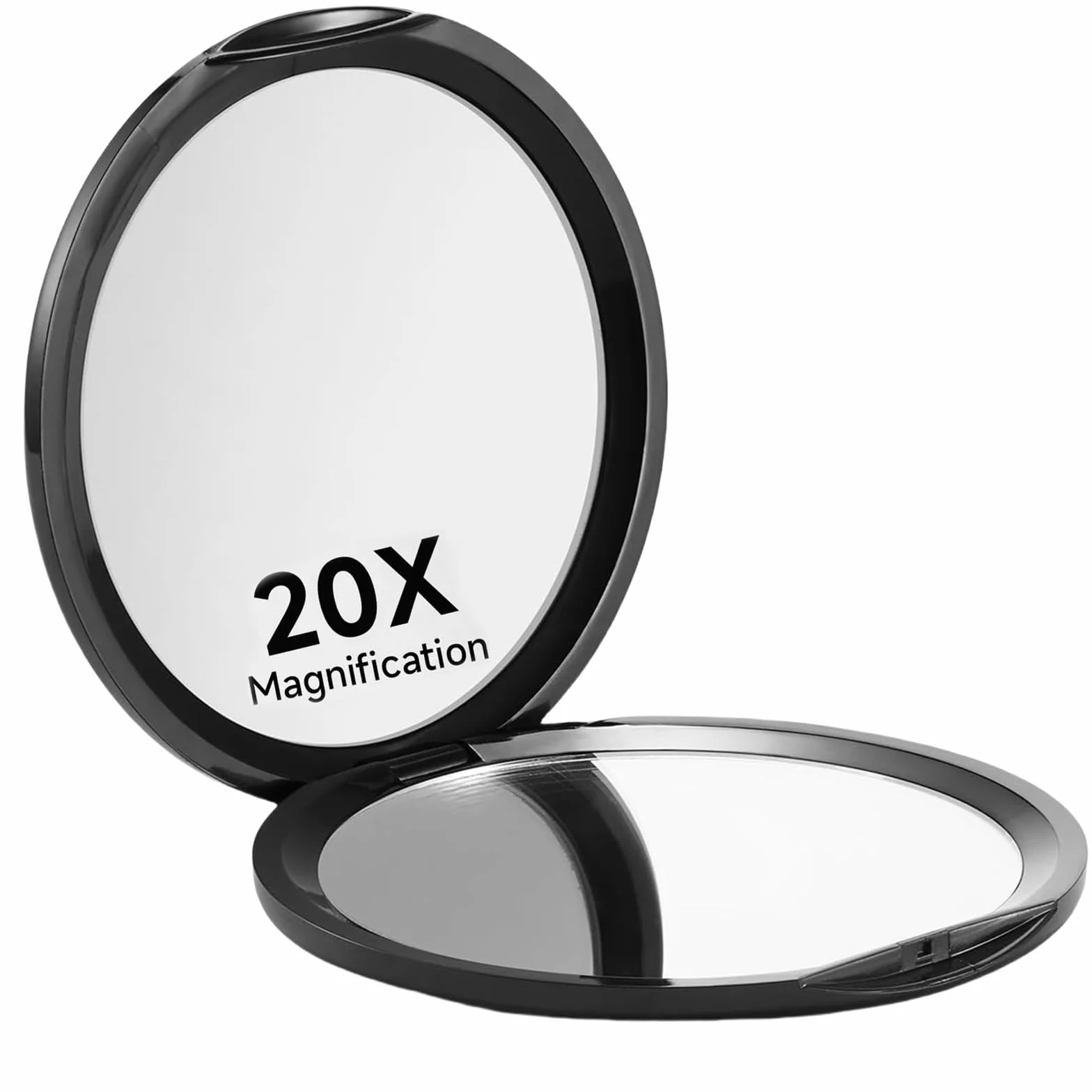 Espejo de Bolsillo con Aumento 1X/20X Negro, Espejo de Viaje Cosmético