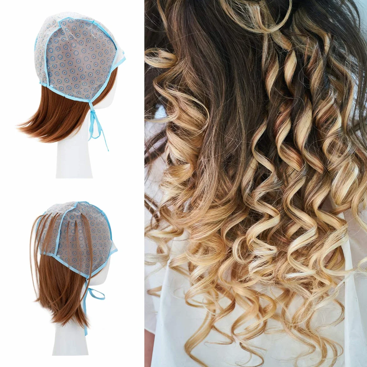 Gorro de mechas tinte desechable con cepillo chal guantes
