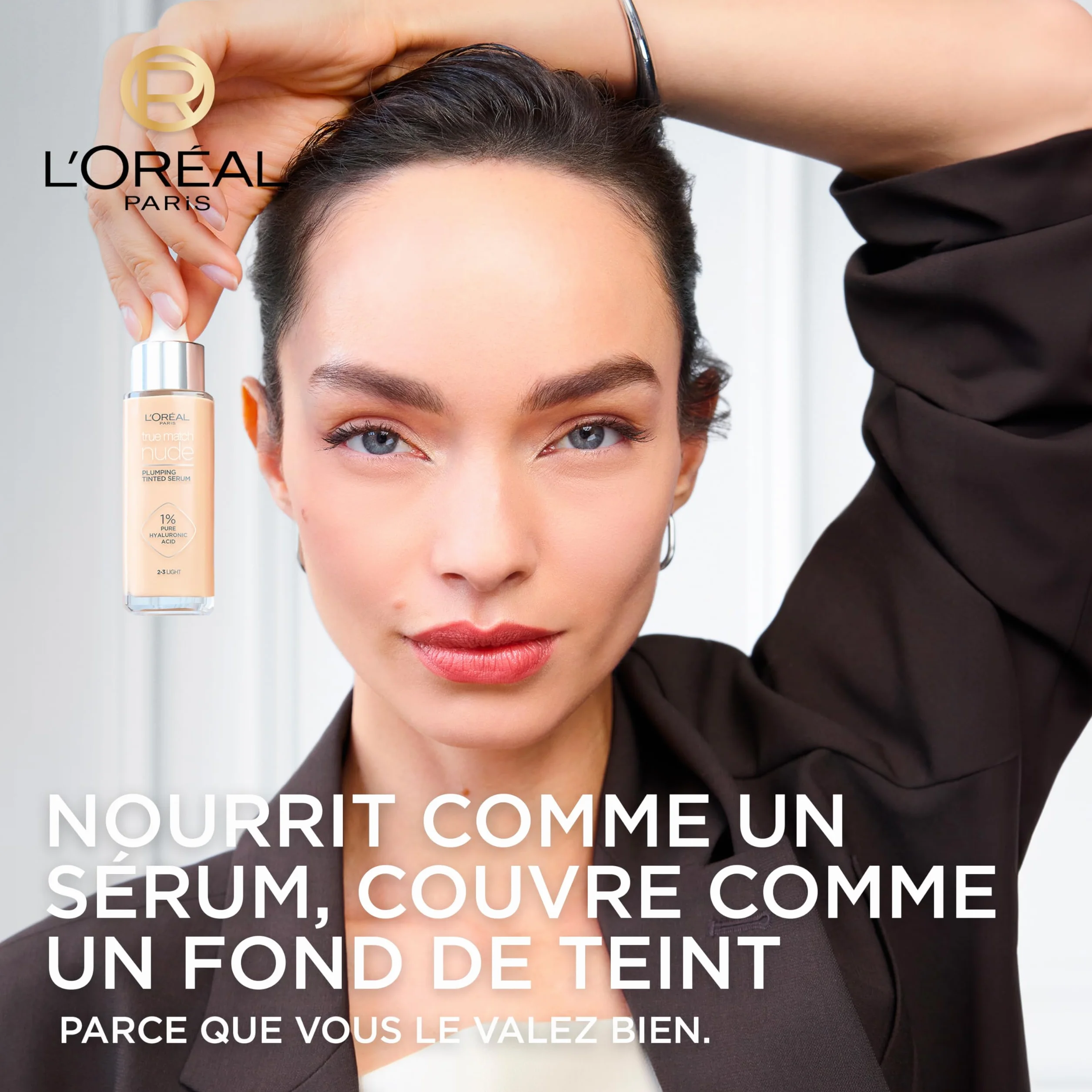 L'Oreal Paris True Match Base de suero tintado, 1% ácido hialurónico, hidratante, 30 ml, tono 6-7 bronceado