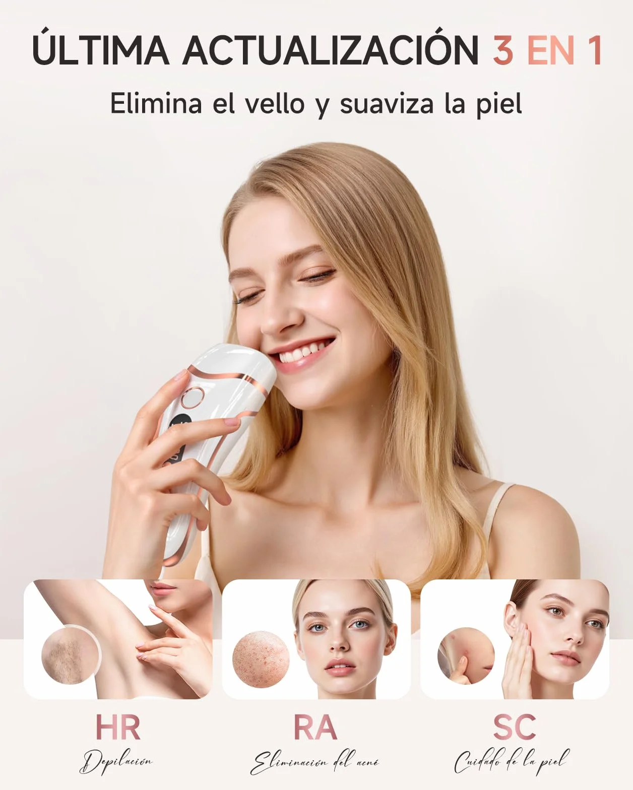 Haarlosy Depiladora Luz Pulsada IPL 9 Niveles Energía 2 Modos 999,999 Flashes IFE05