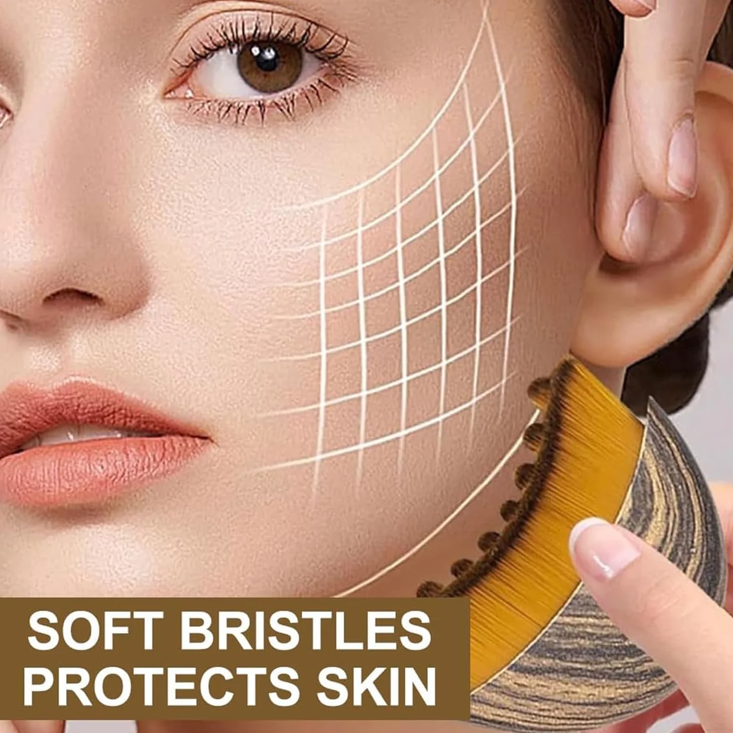 Cepillo Facial de Contorno Linfático 4 PCS para Masaje y Drenaje Linfático